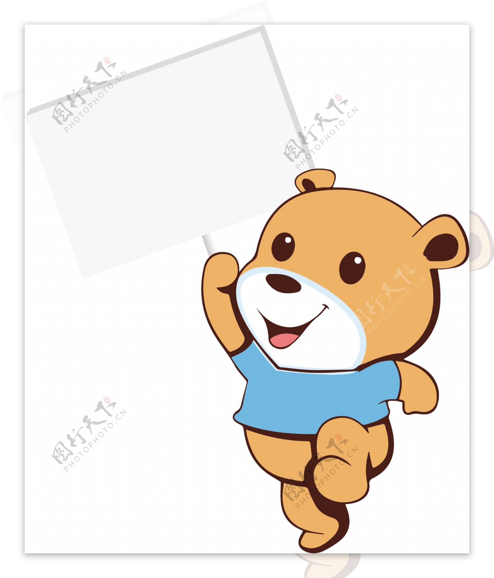动物举牌举白板指示牌标牌动物举牌动物举白板牌子熊小熊