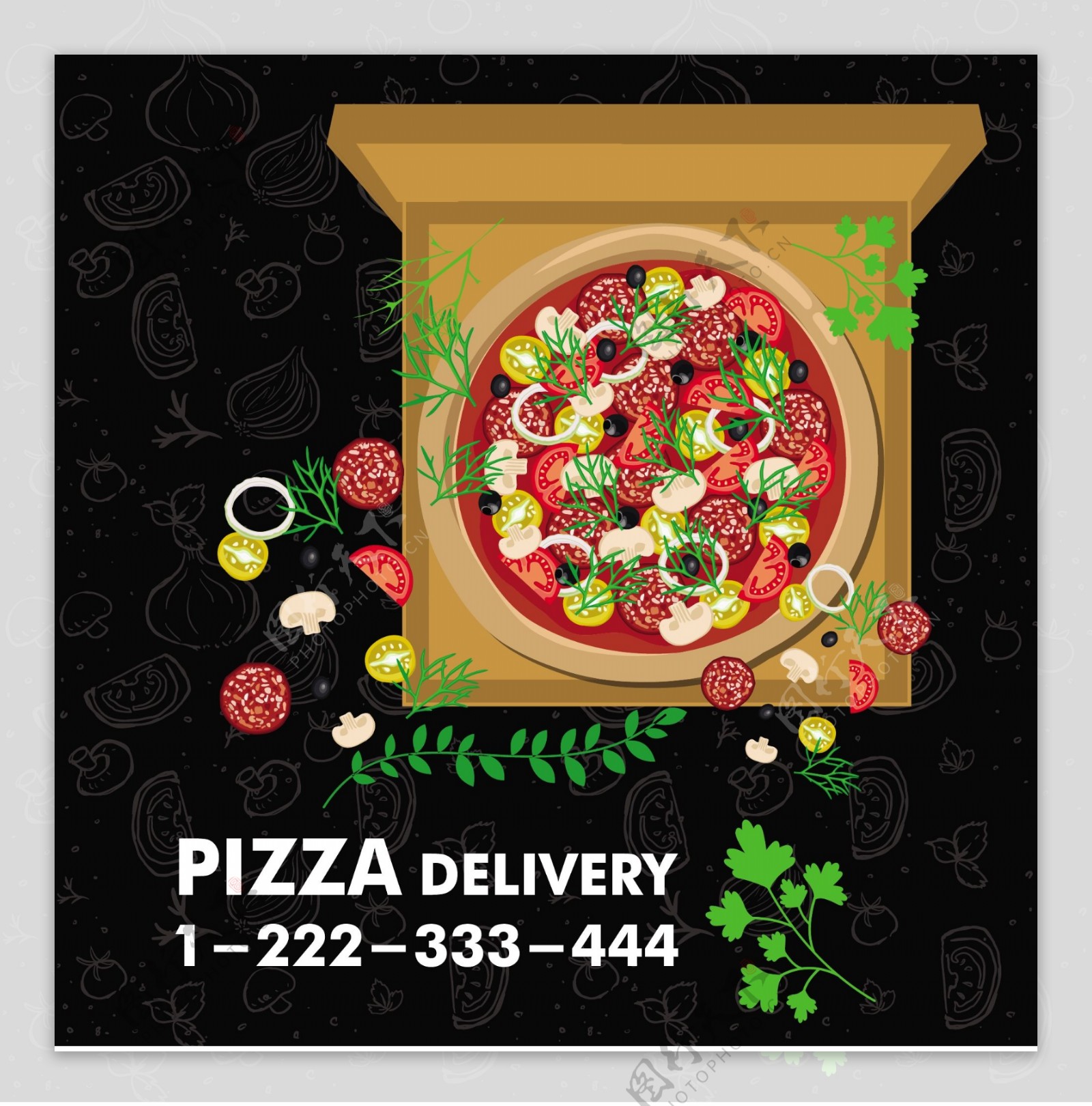 彩色风格背景免费矢量比萨促销广告