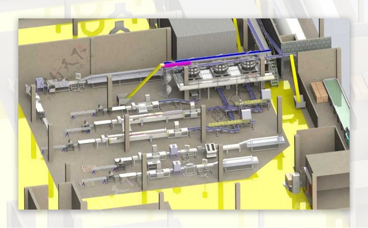虾米加工生产线机械模型
