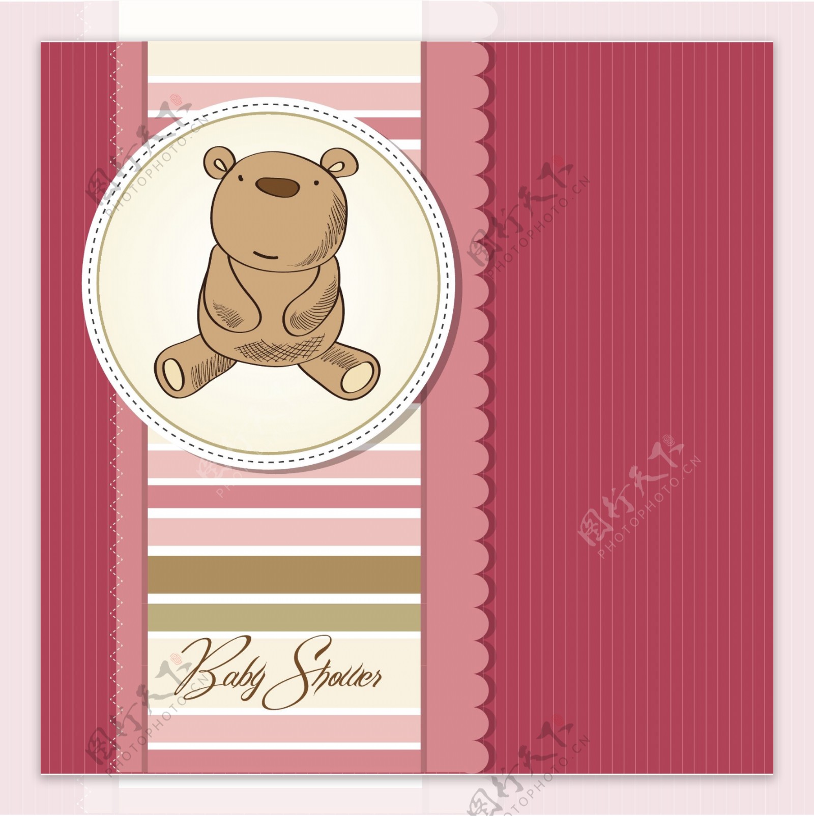 带可爱泰迪熊的婴儿卡片