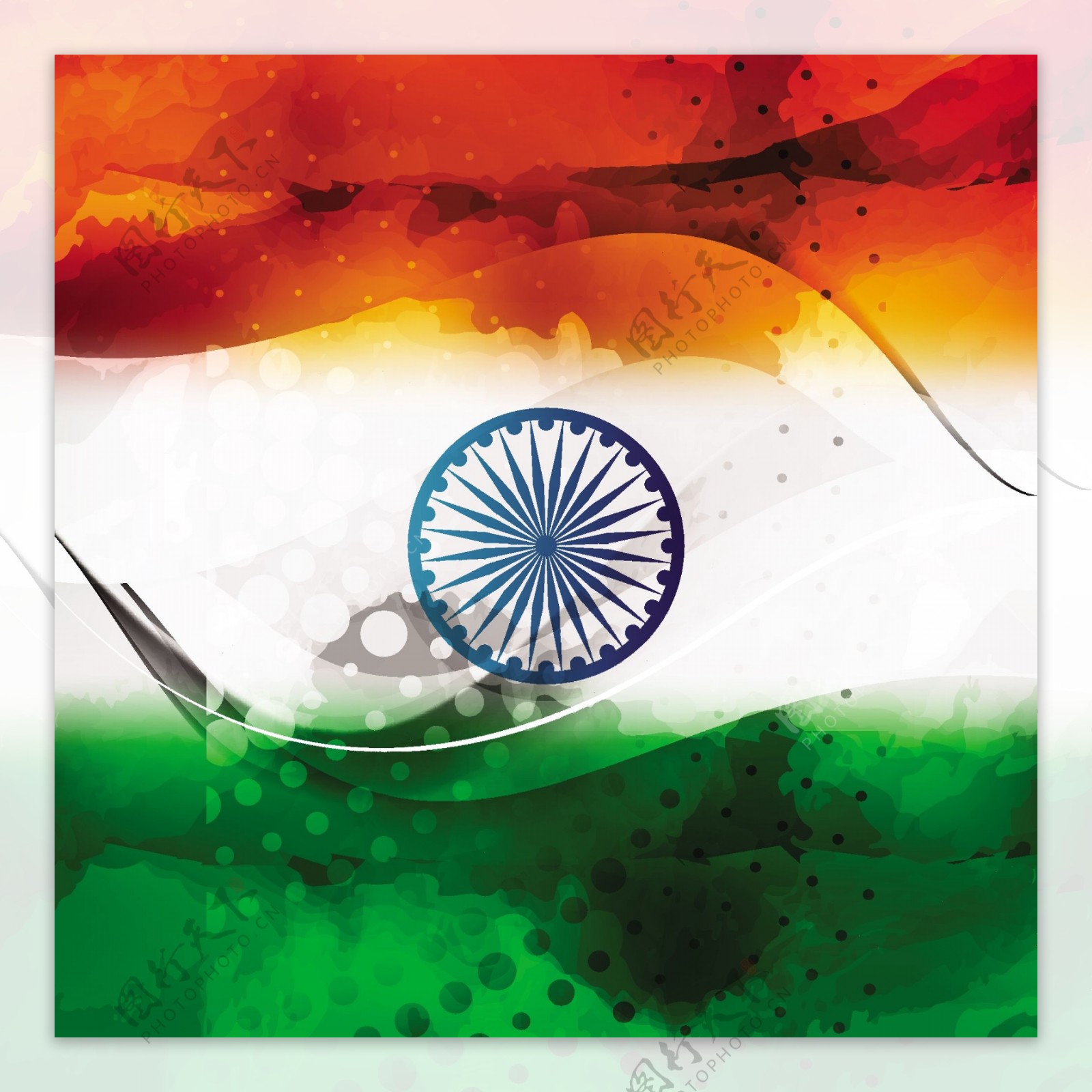波浪形的印度国旗半色调