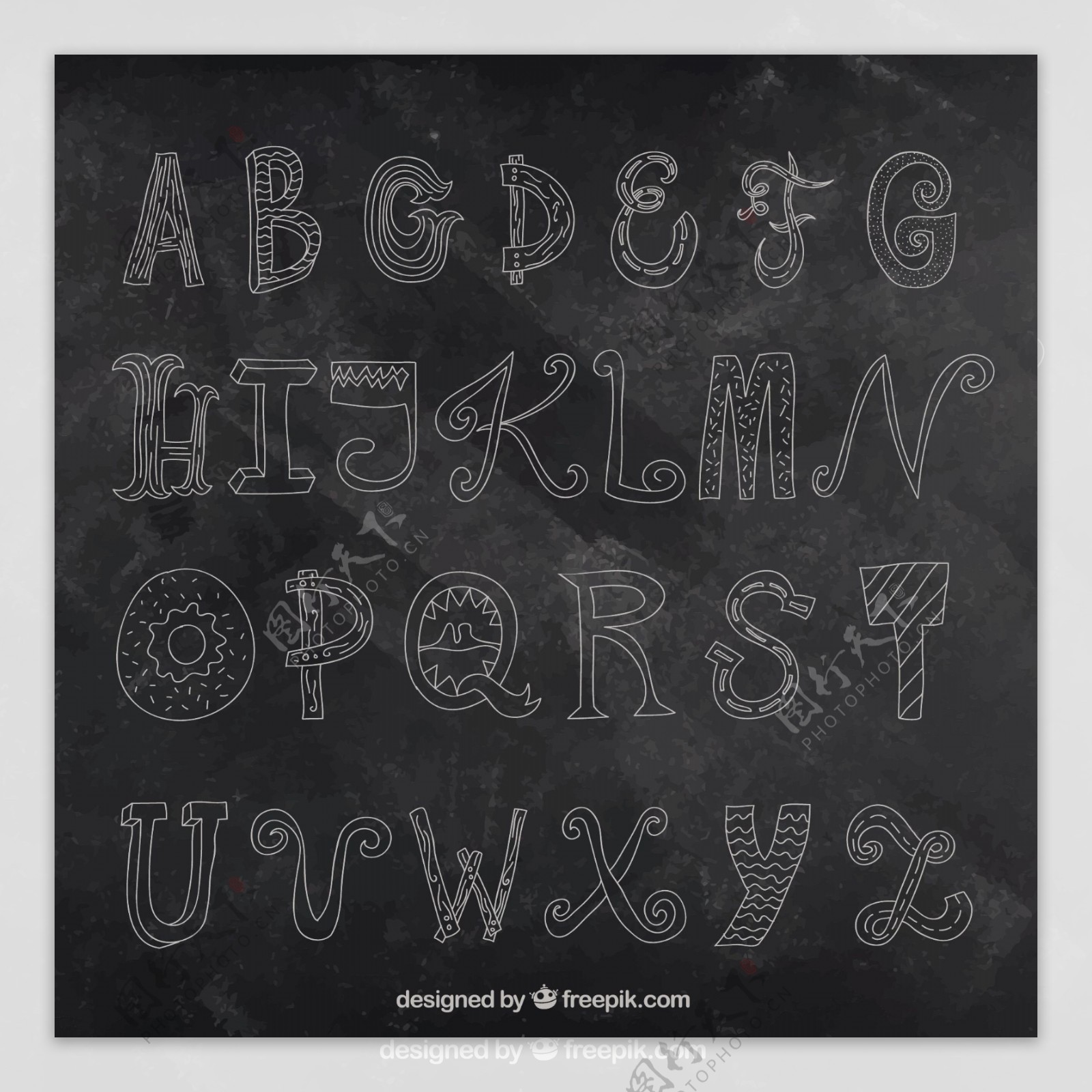 黑板上手绘的字母表