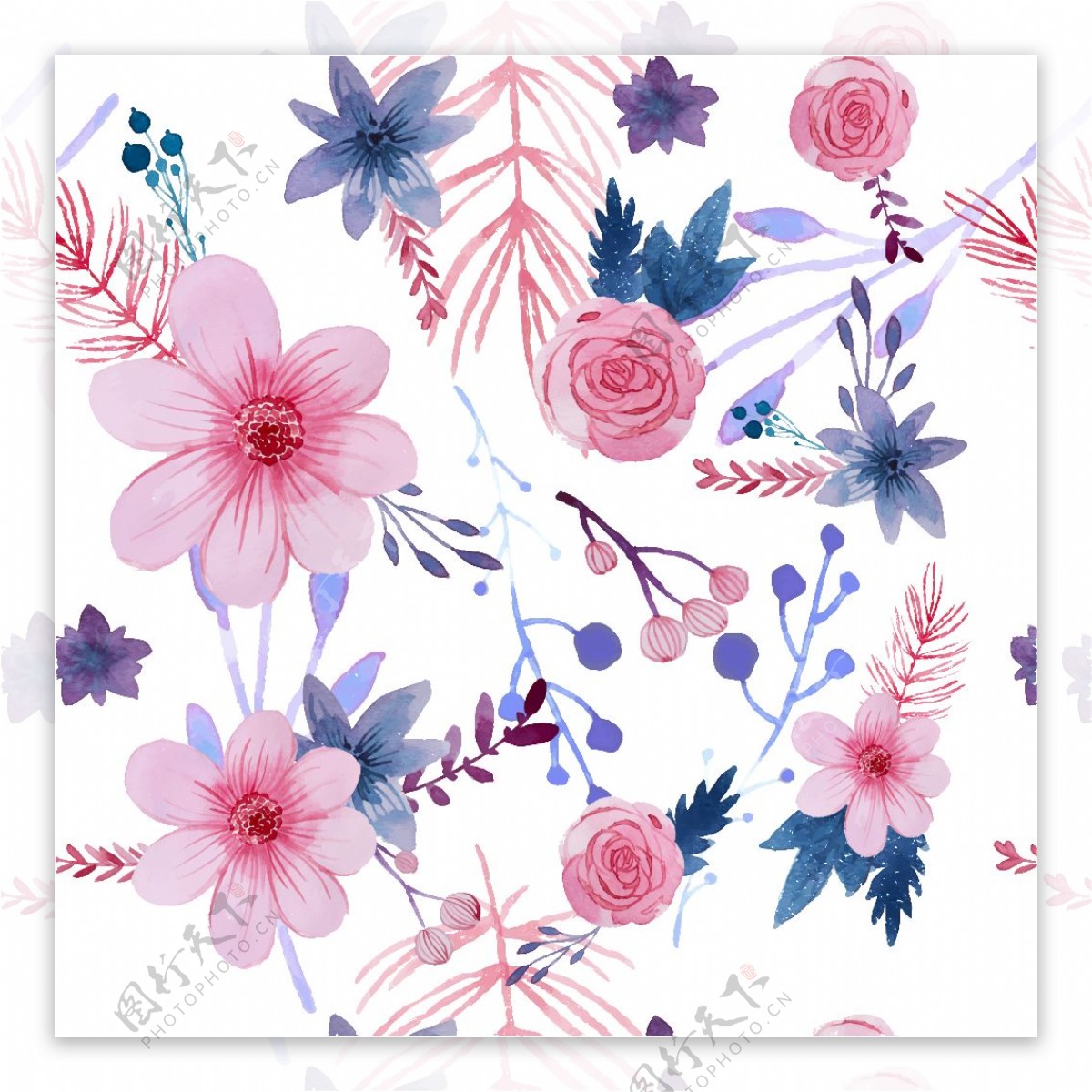 唯美手绘水彩花环花朵贺卡请柬卡片背景