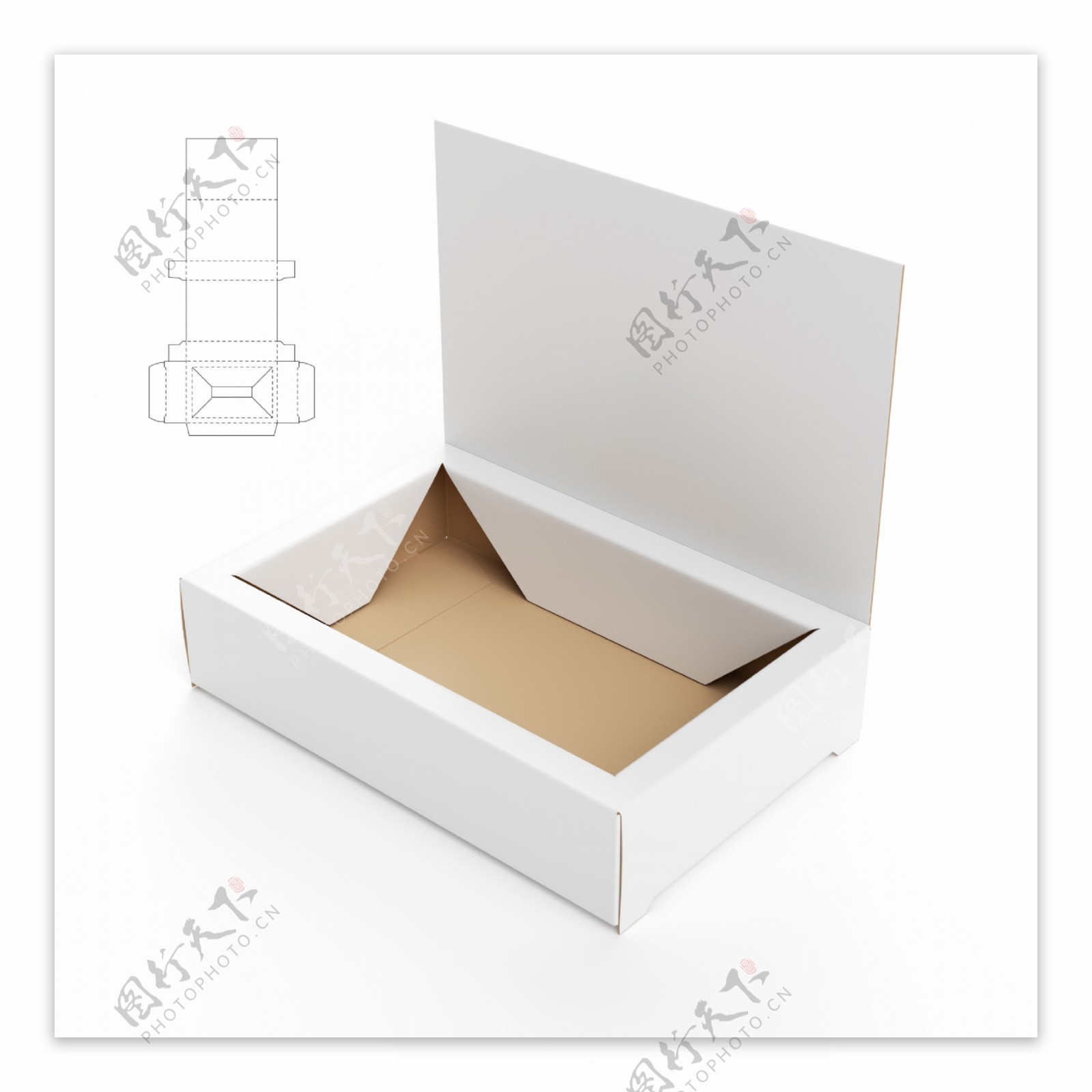 纸盒效果图和展开平面图图片