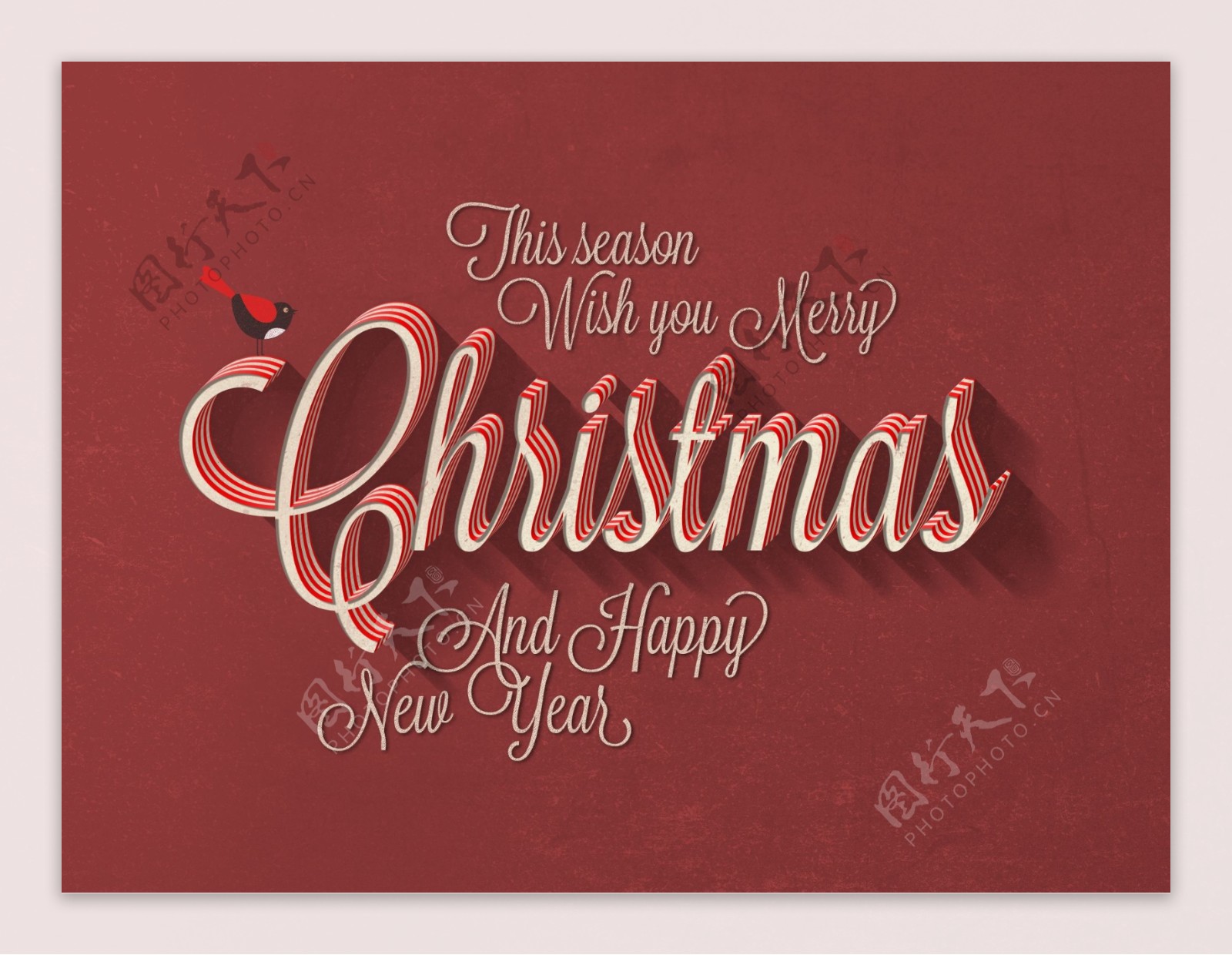 10复古风格的圣诞节立体字PSD模板