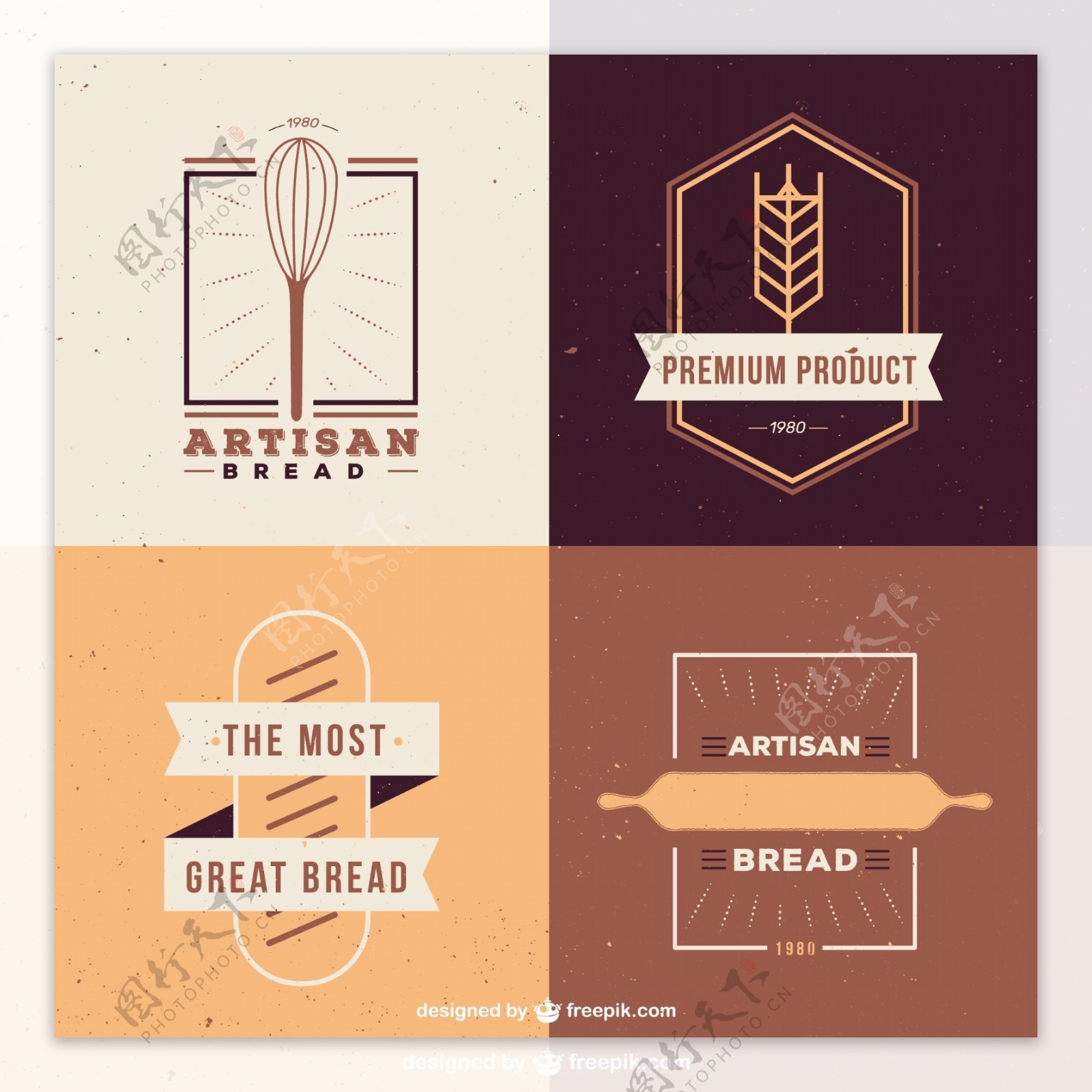 平面设计中可爱的面包房标识