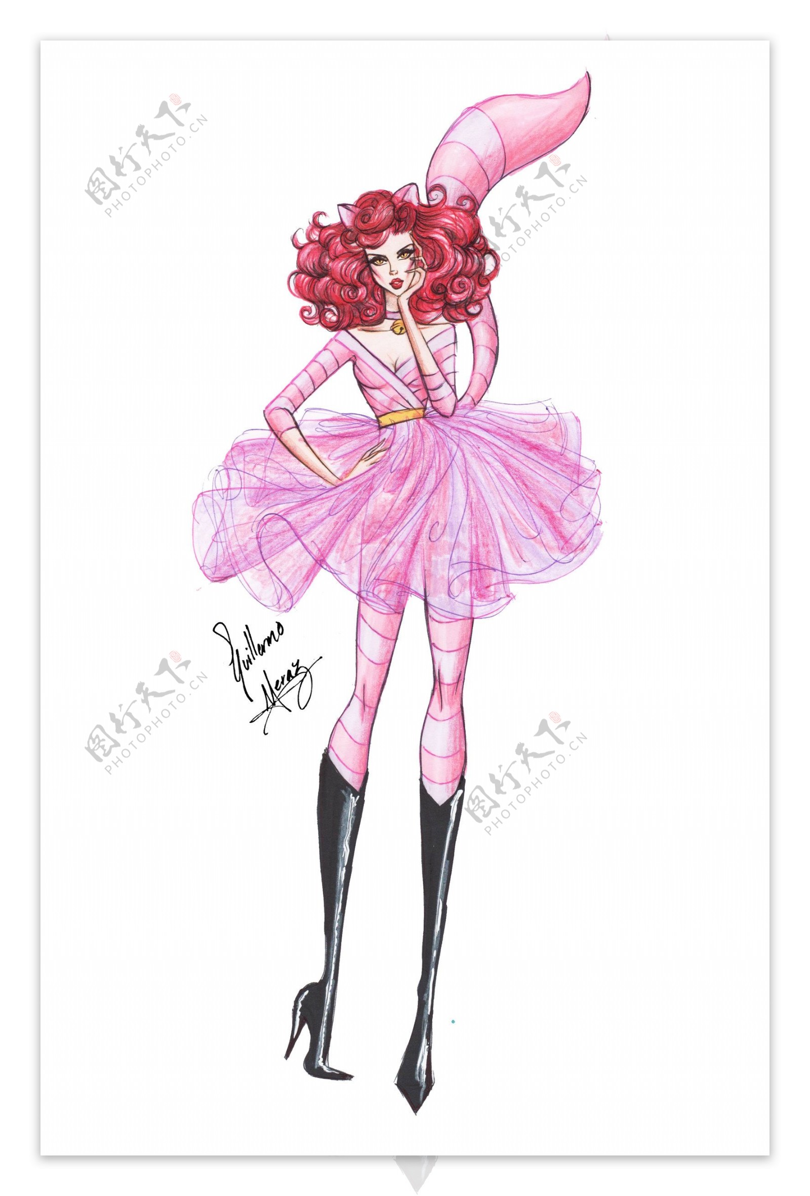 粉色公主裙设计图