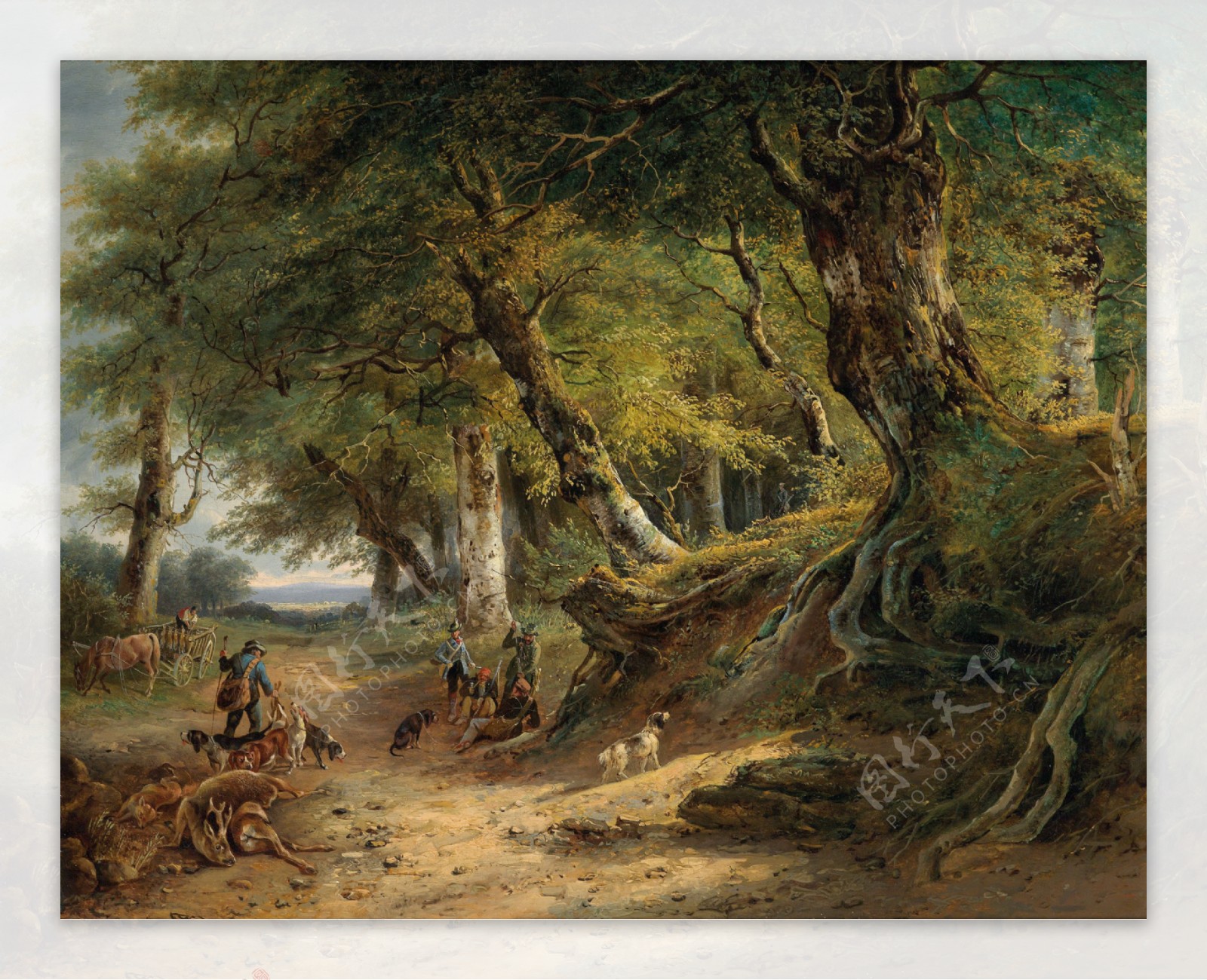 古老的大树风景油画