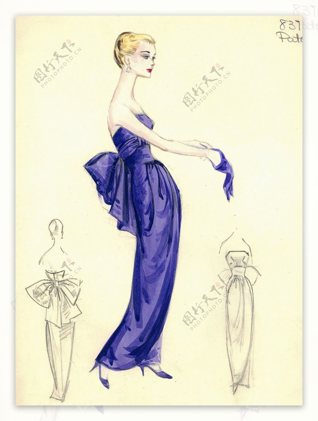 紫色晚礼服设计图