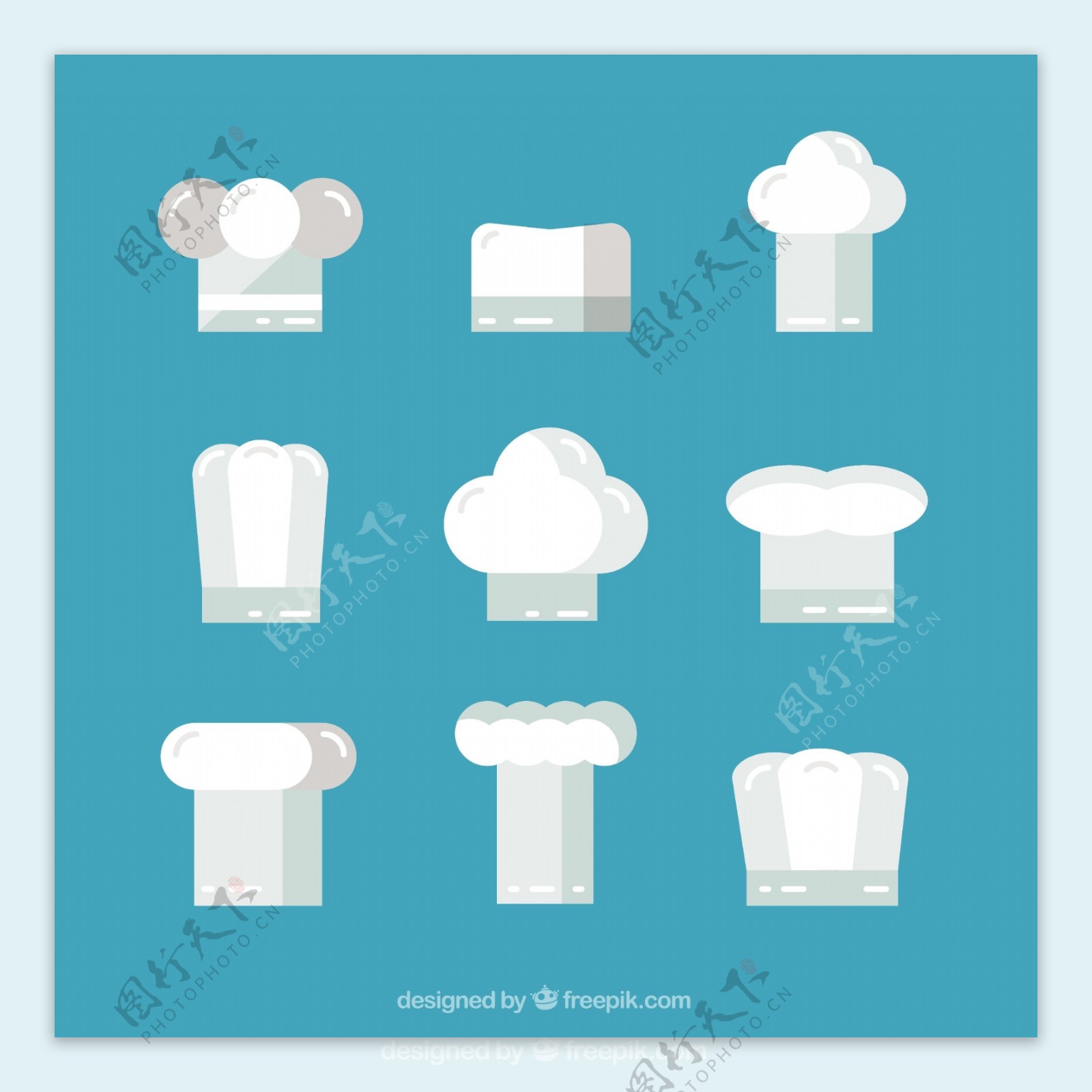 几个厨师帽平面设计图标