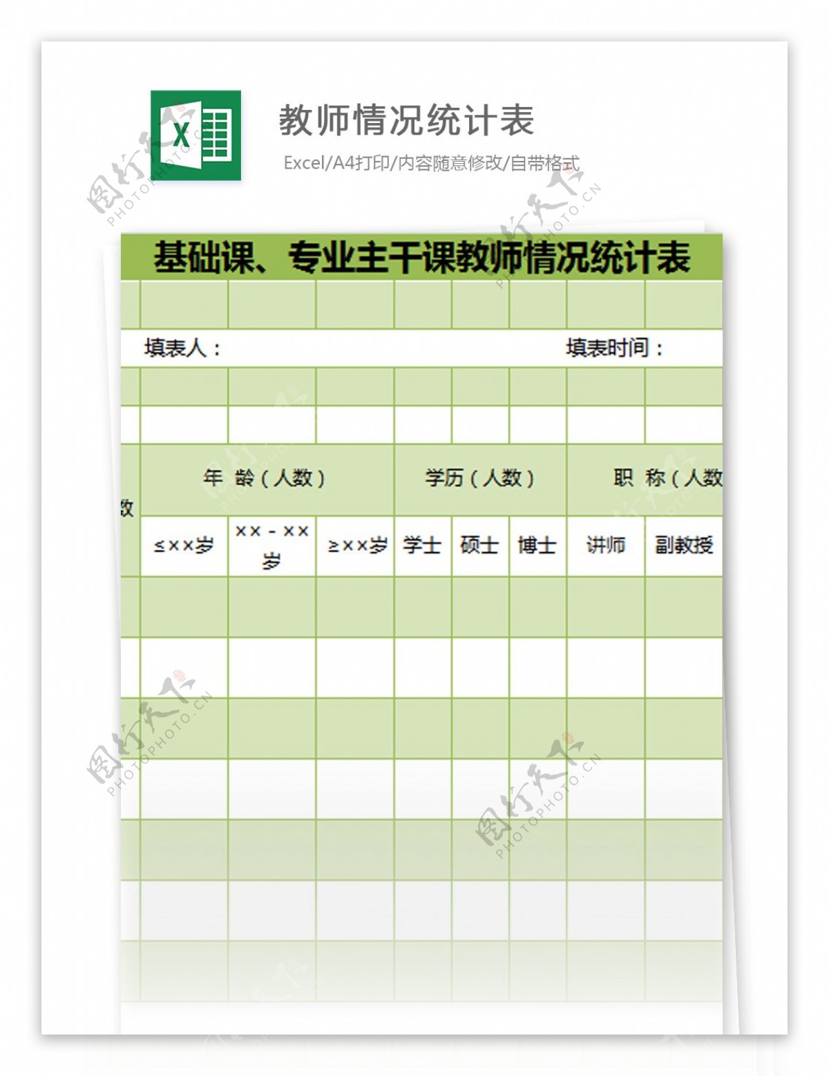 基础课专业主干课教师情况统计表