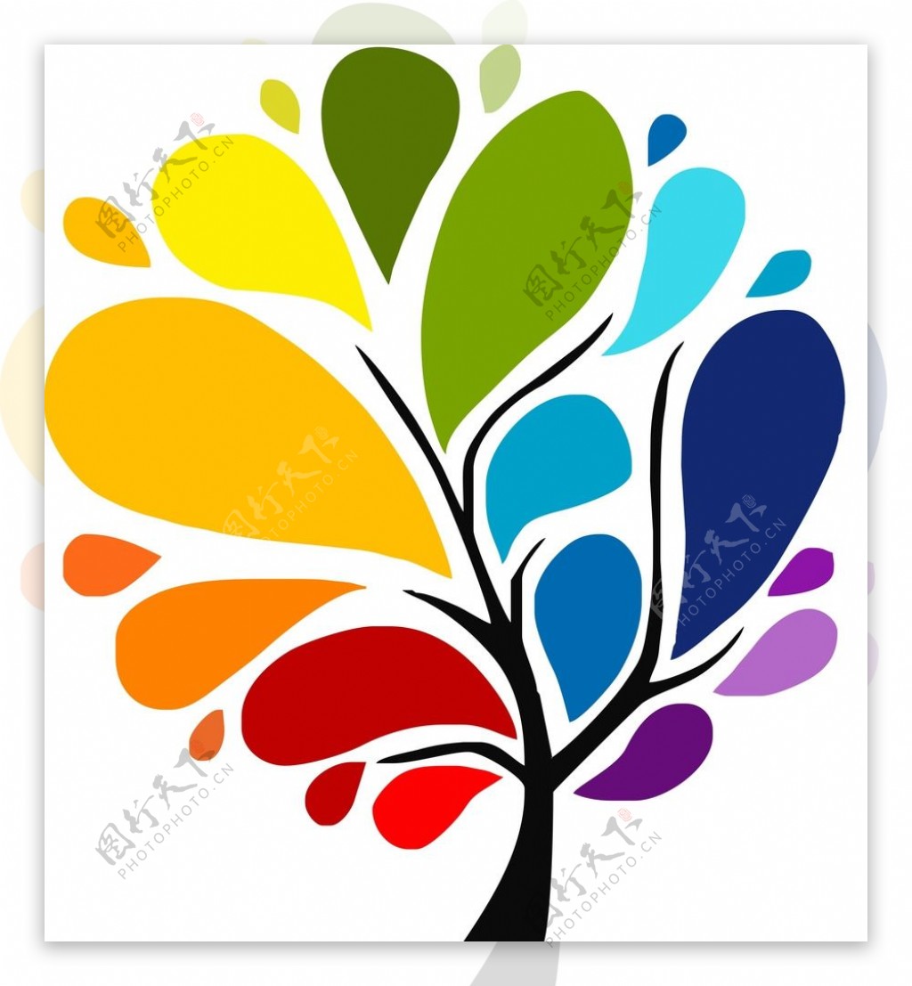 树logo标签彩色卡通创