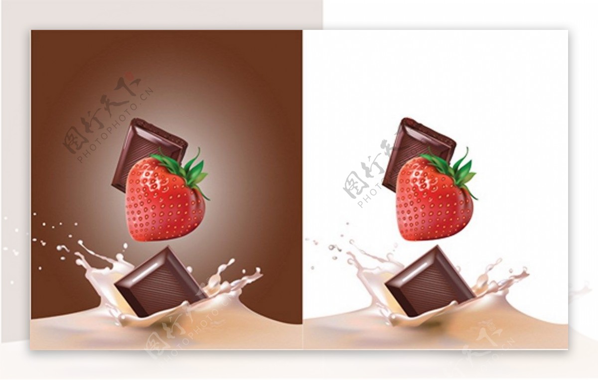 美味草莓巧克力牛奶饮料背景图