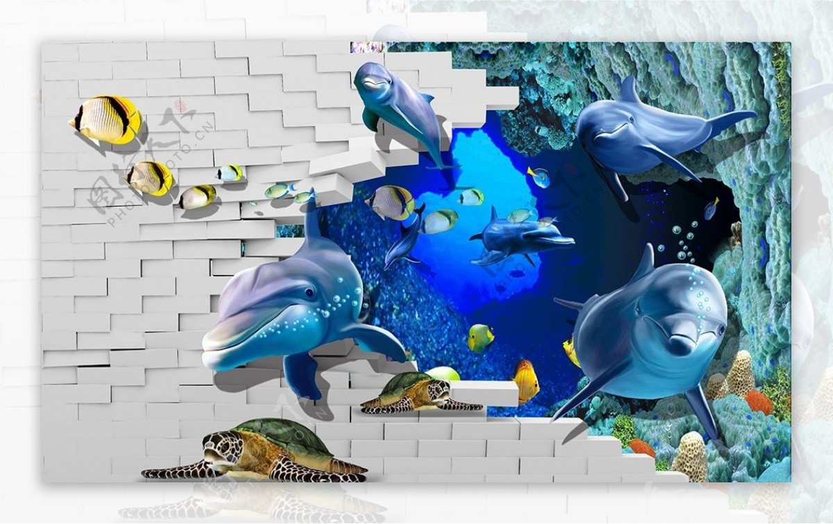 3D海底世界背景墙