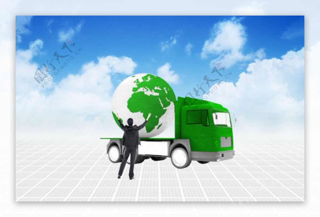 卡车上的绿色地球素材下载