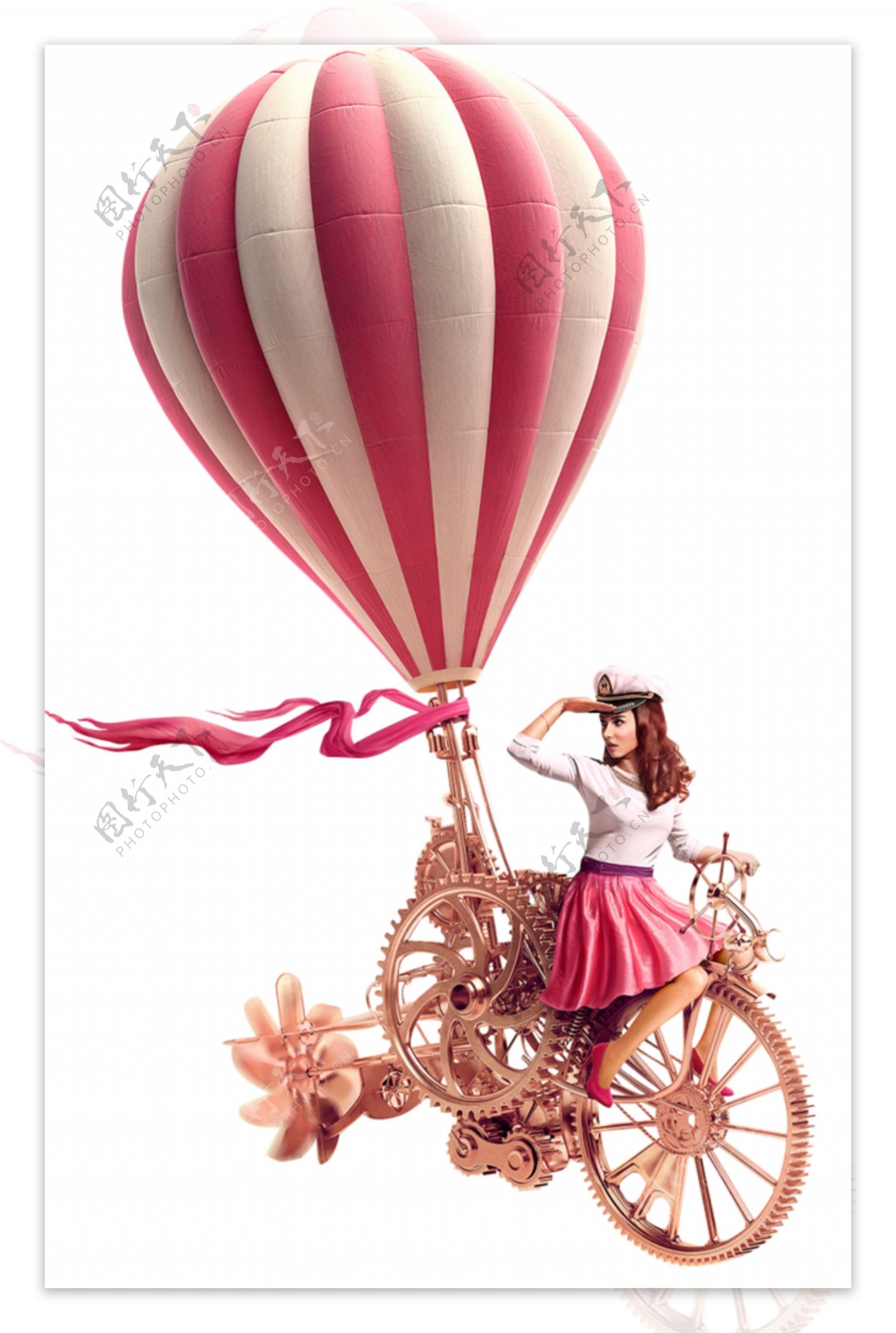 美女单车热气球