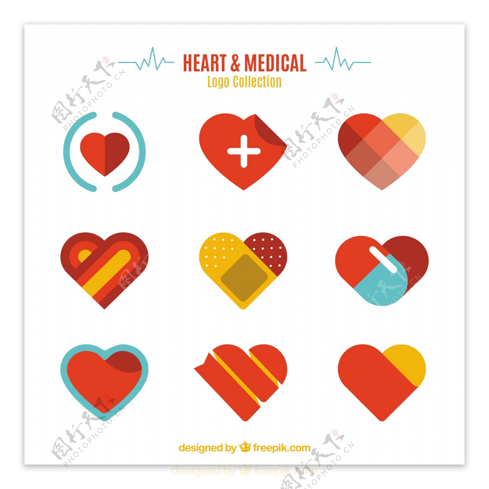 心脏和医疗标志收集