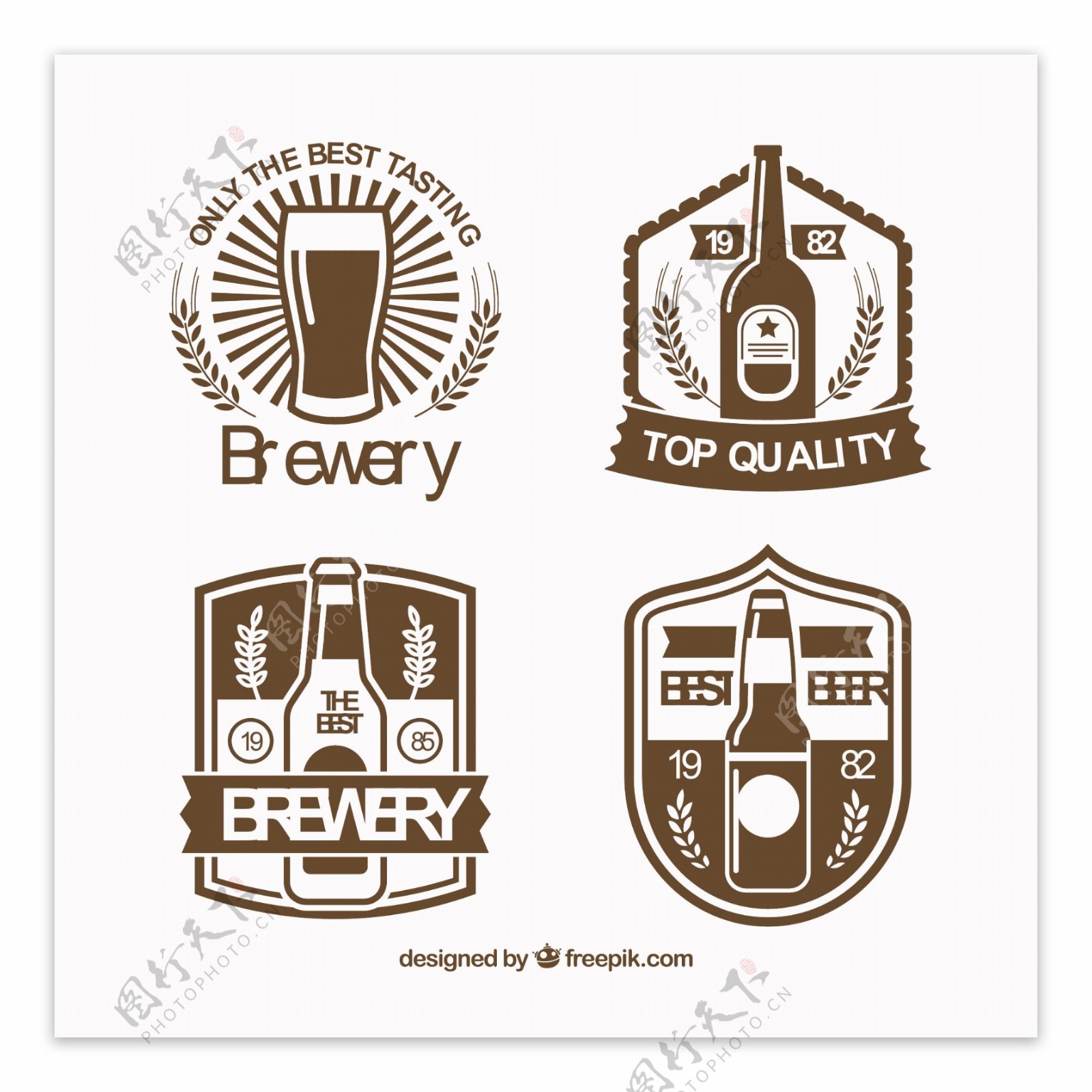 四个复古风格啤酒贴图标