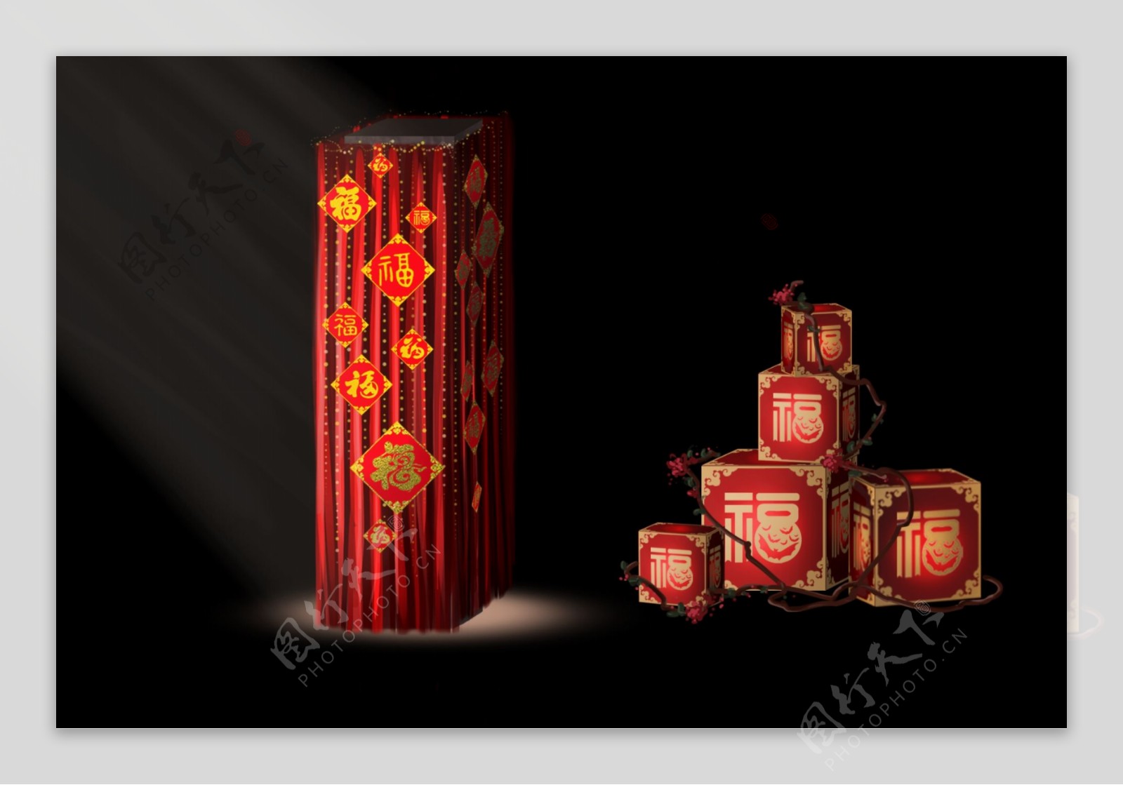 中式婚礼红色福字素材