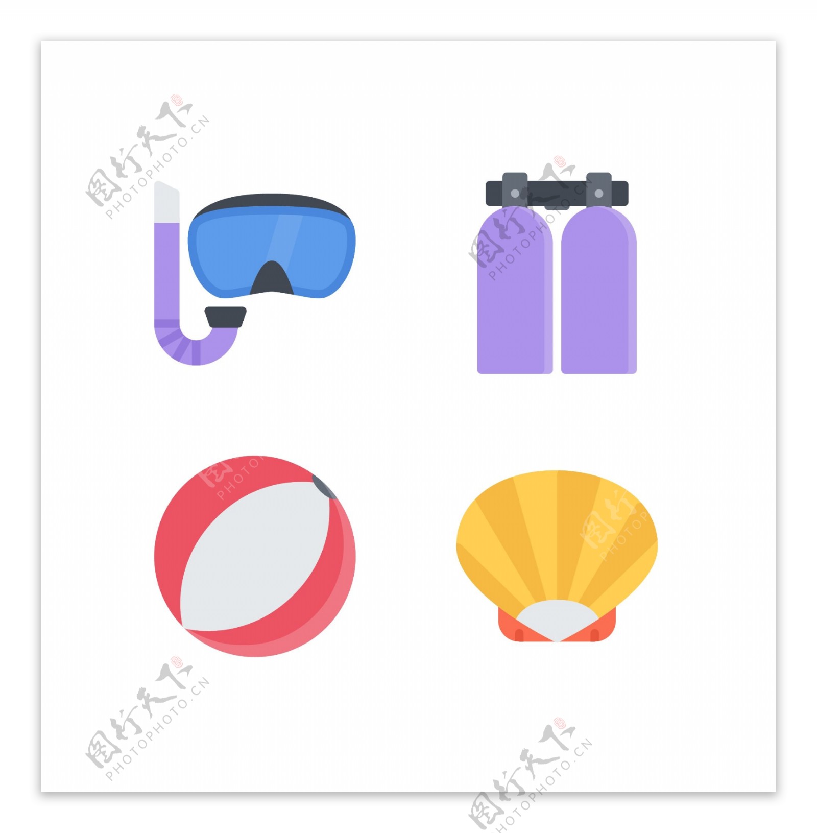 潜水帽氧气瓶可爱手绘icon图标素材
