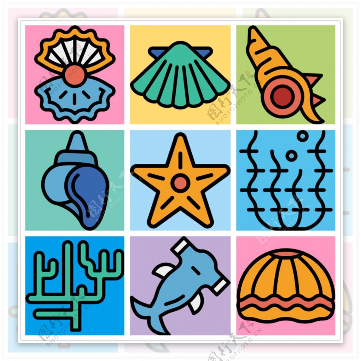 可爱海洋生物icon图标