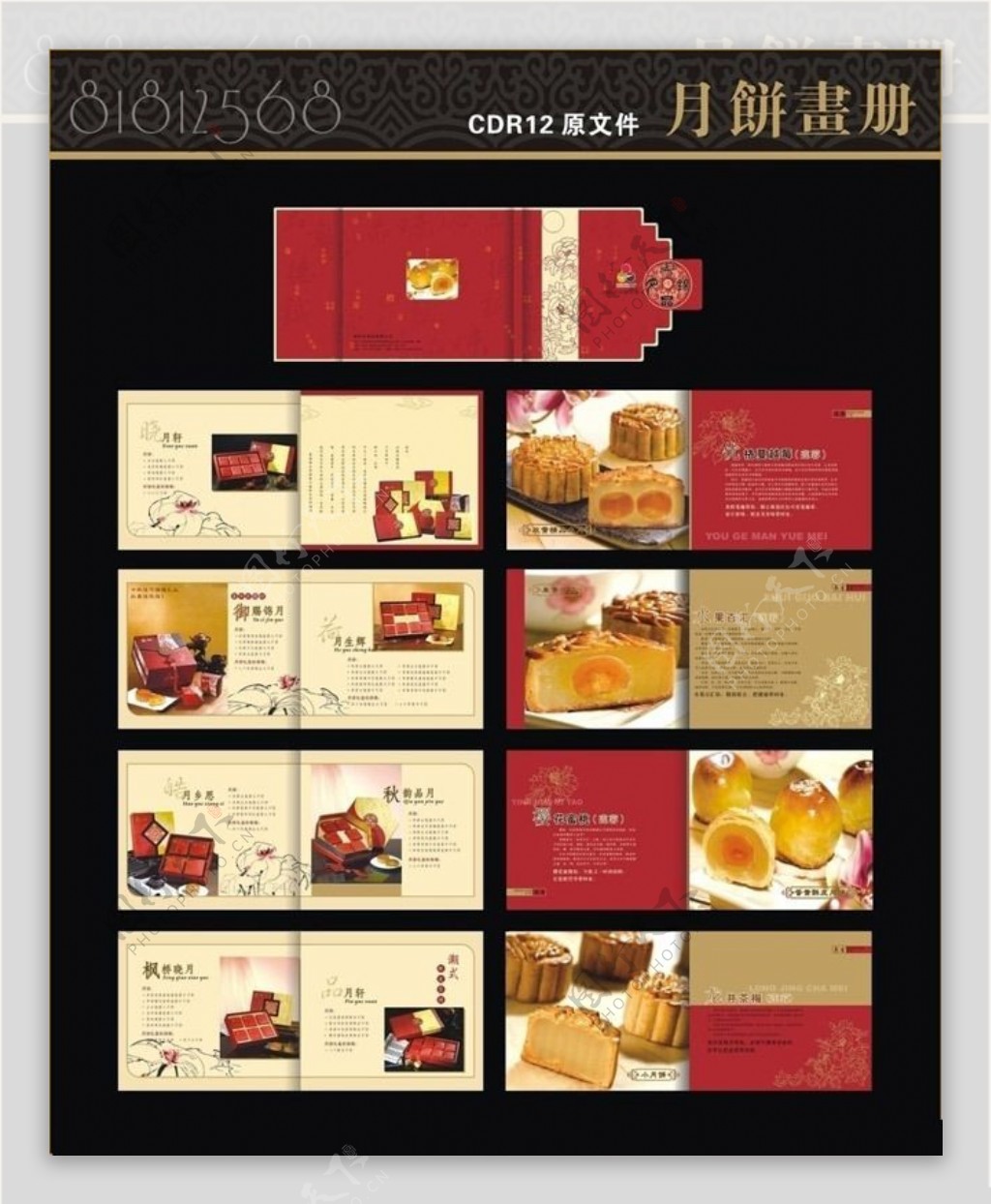 中秋月饼宣传册设计矢量素材