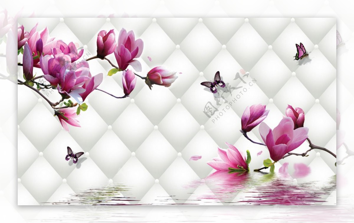3D玉兰花背景墙