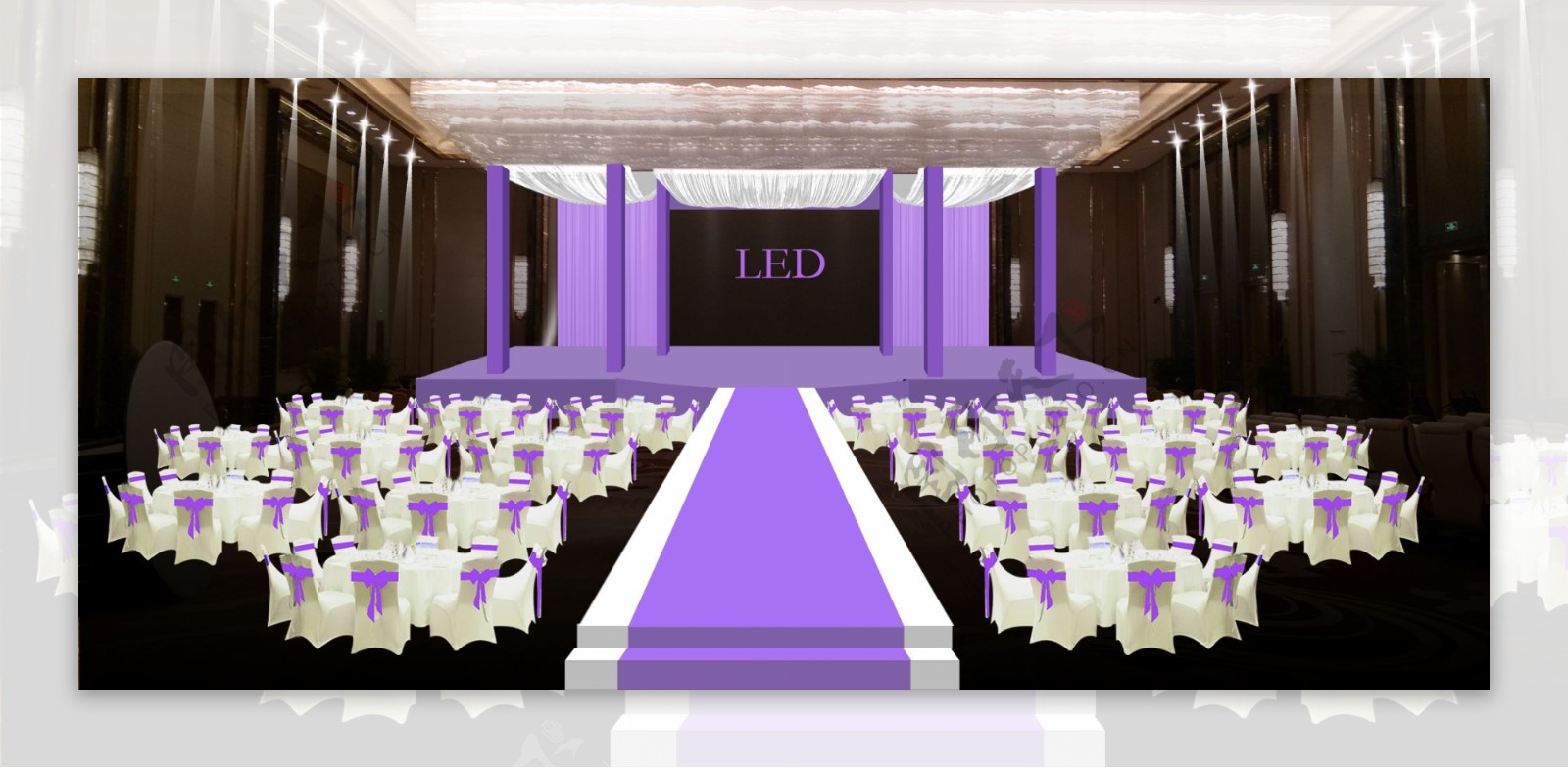 紫色LED婚礼舞台场景效果图