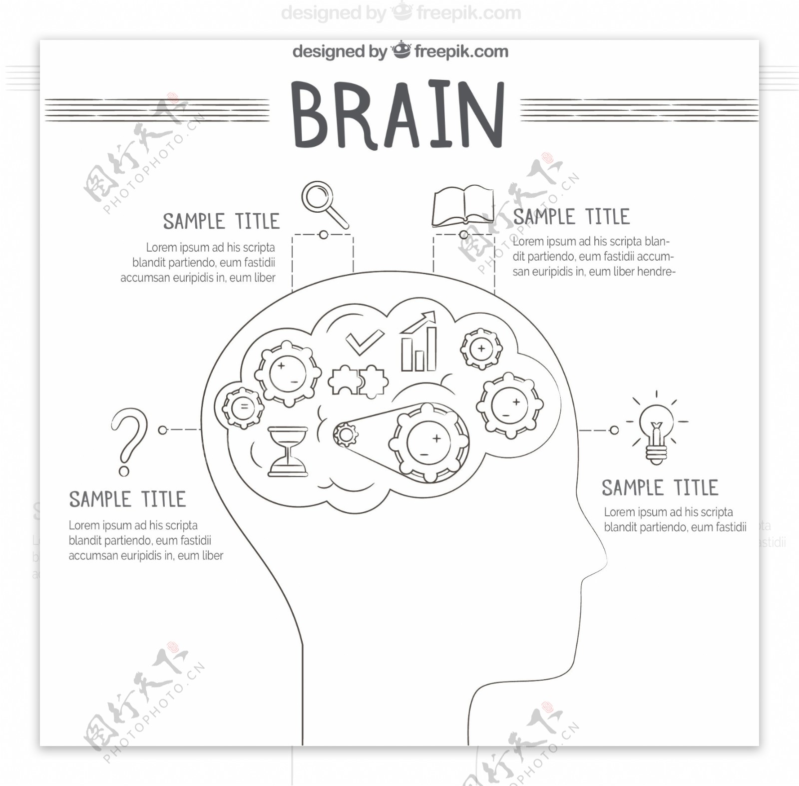 人脑信息图表与图标