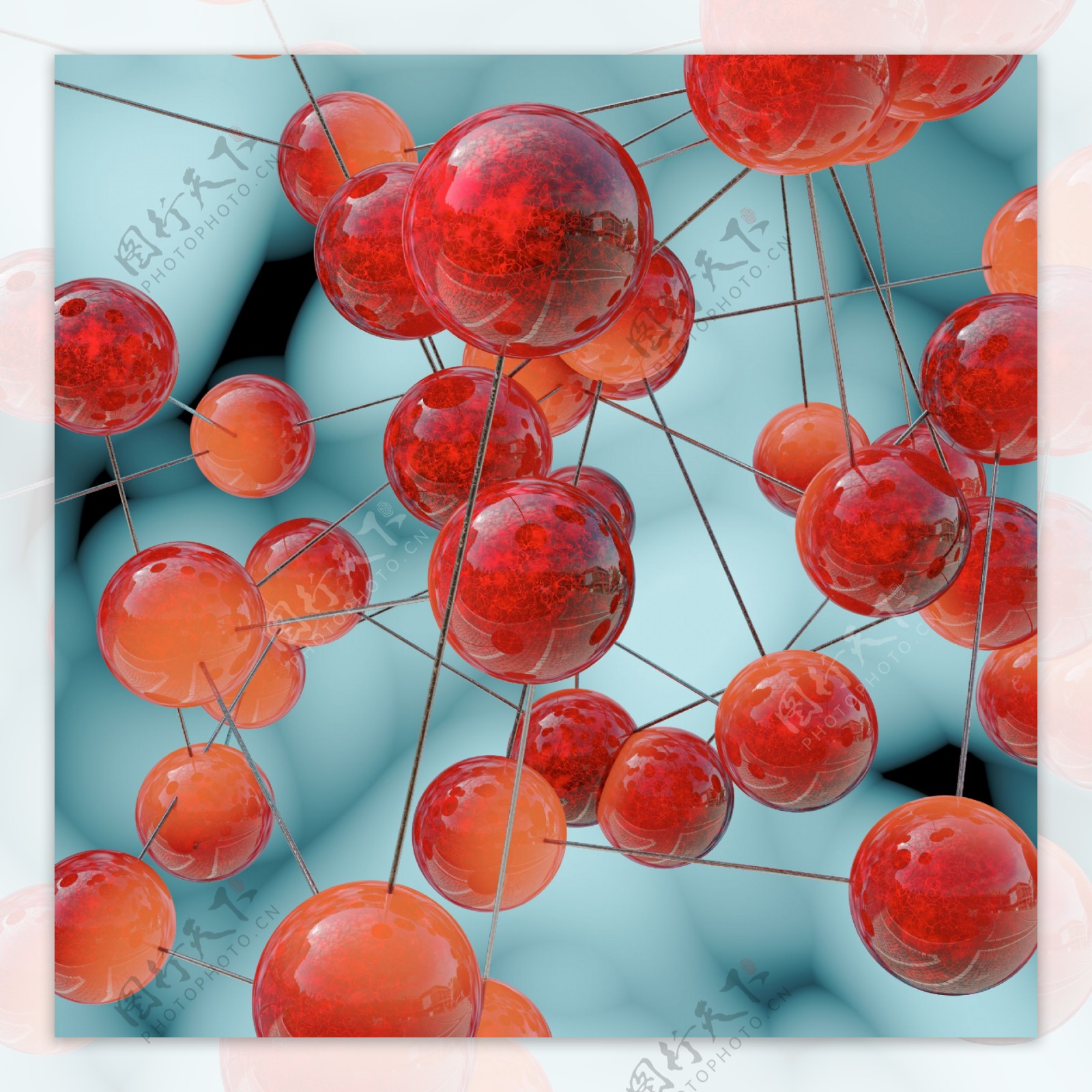红色分子模型图片