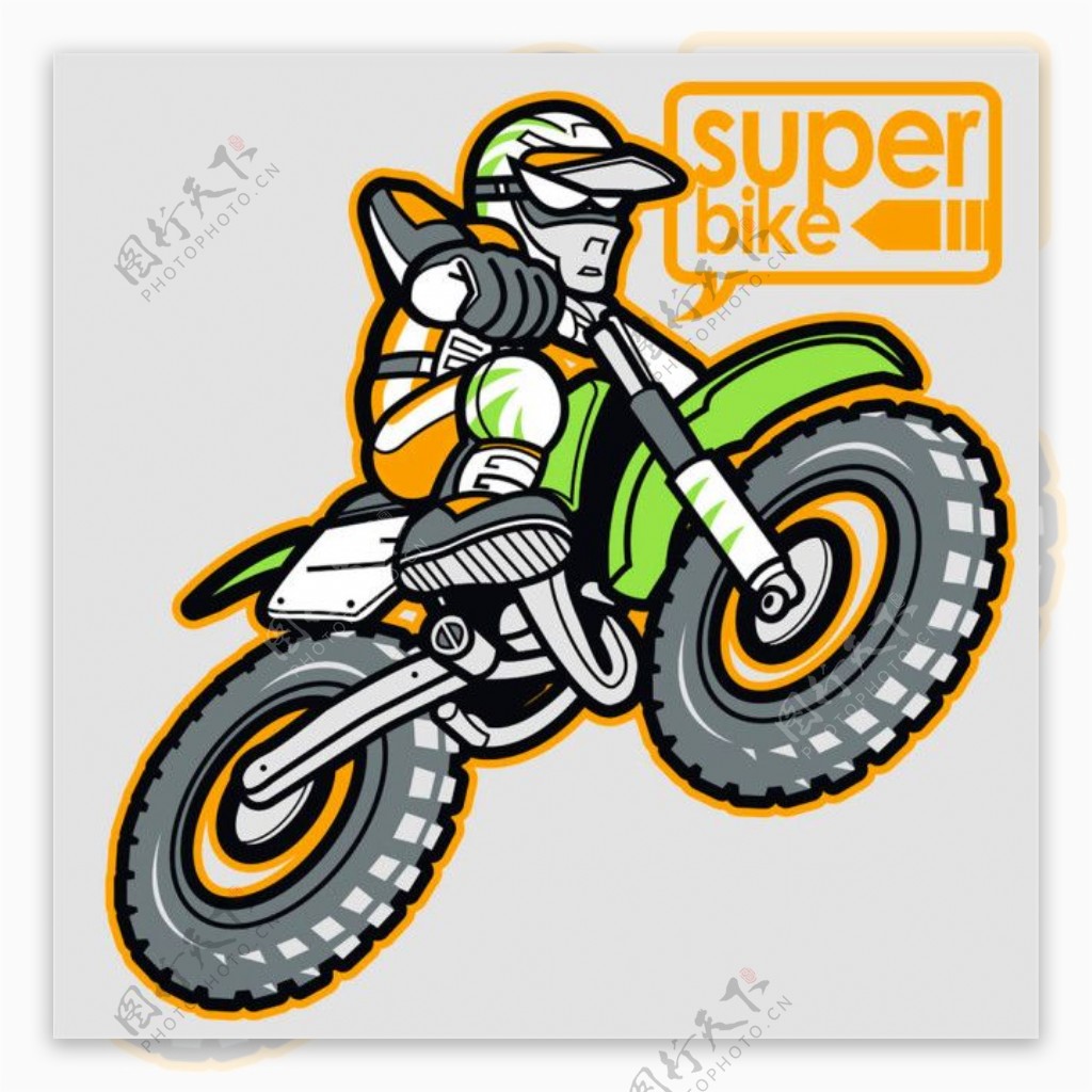 越野摩托车插画图片
