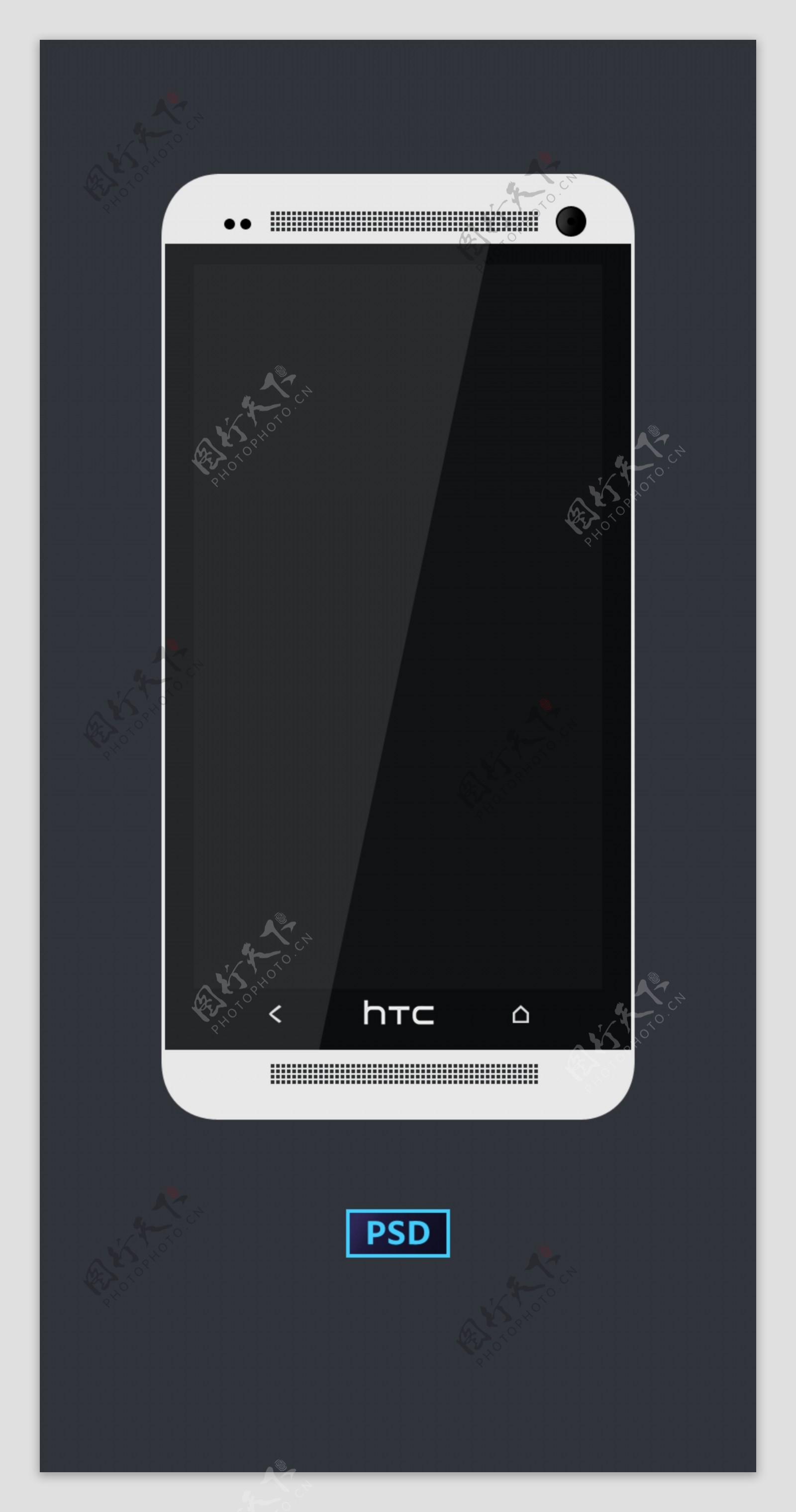 HTC白色智能手机模型PSD分层素材