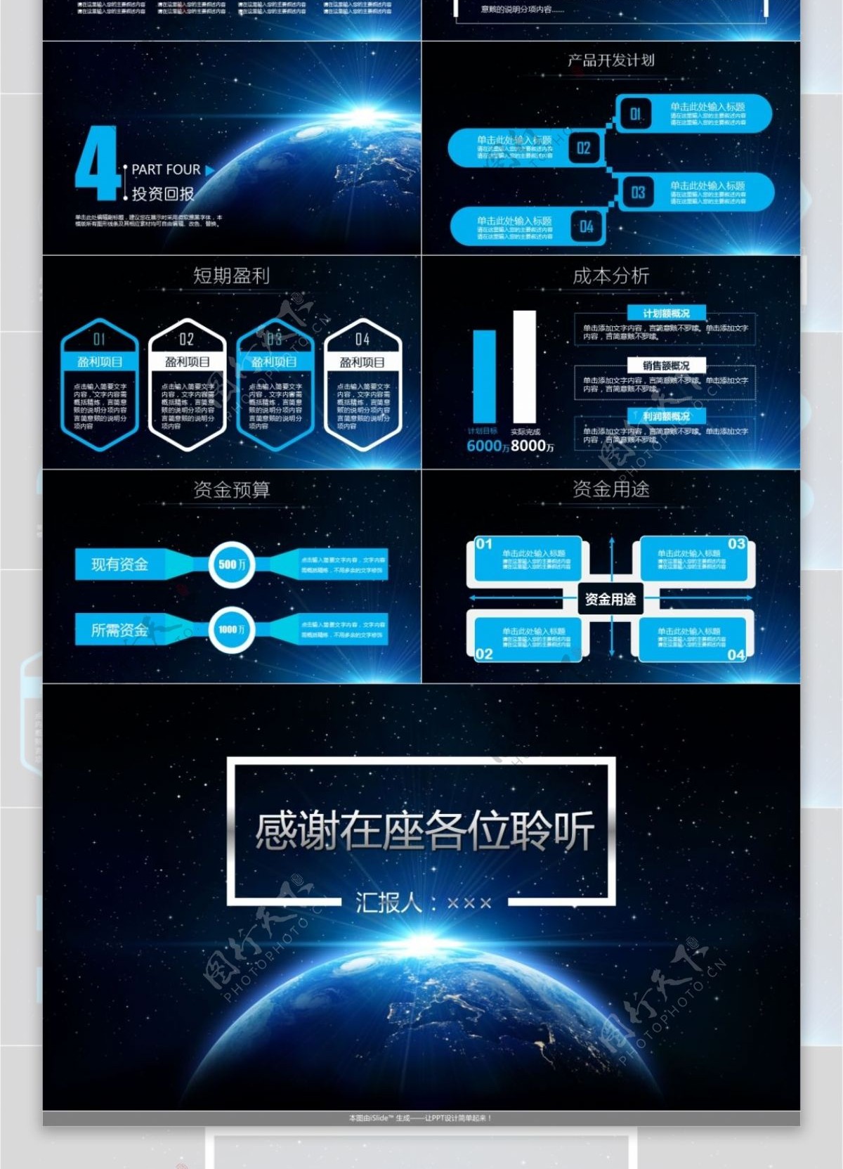 炫酷星空商业融资创业计划书策划PPT