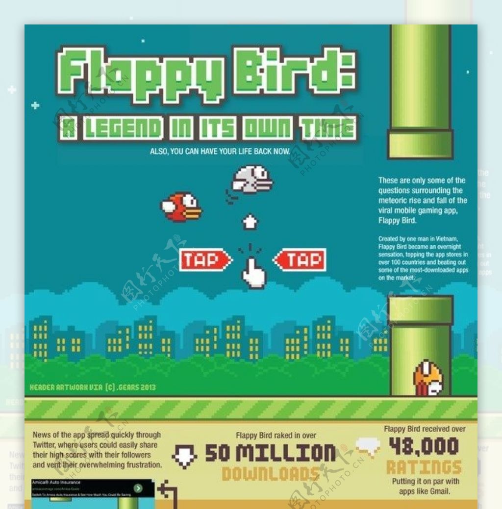 演界信息图表像素风Flappybird