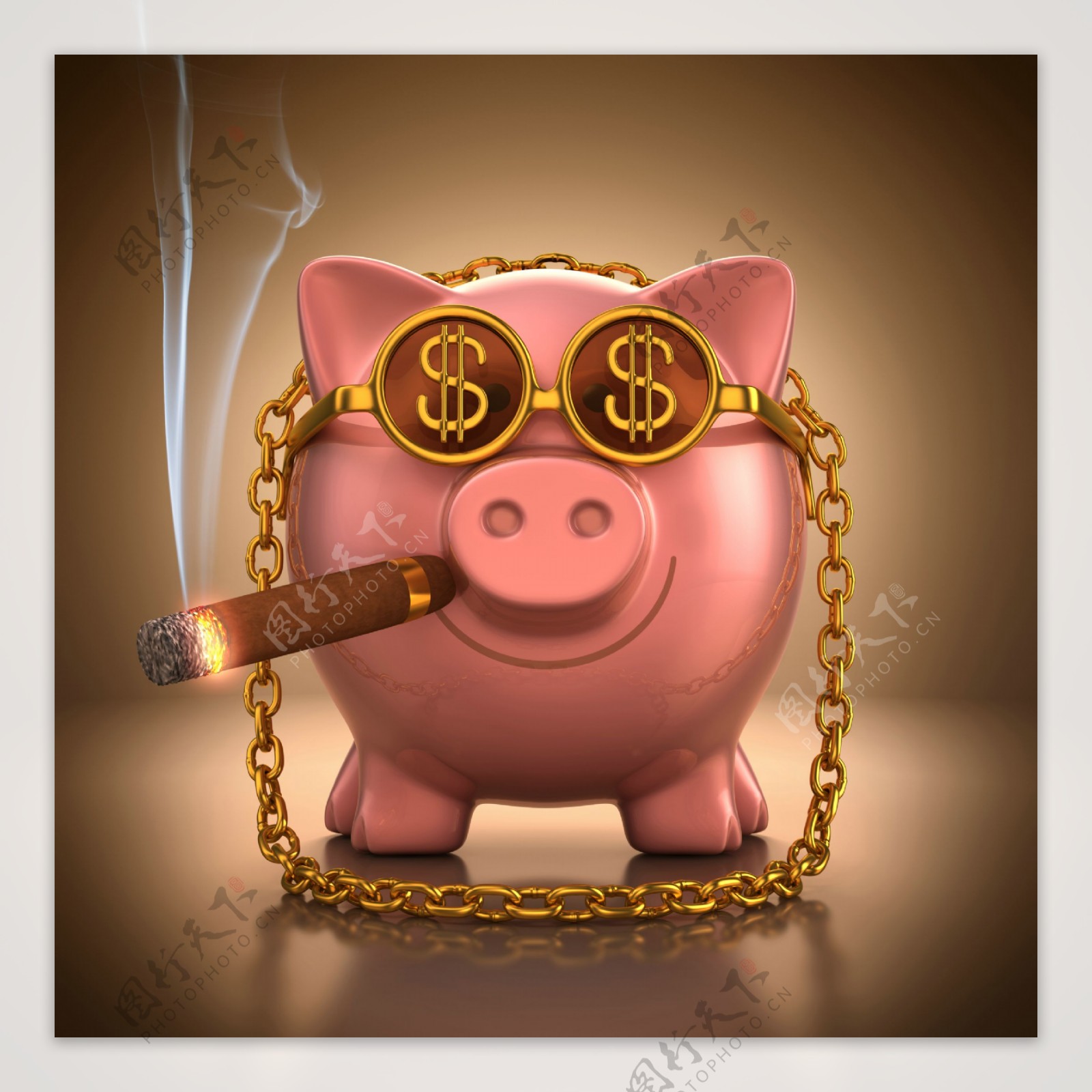 抽雪茄的小猪存钱罐图片