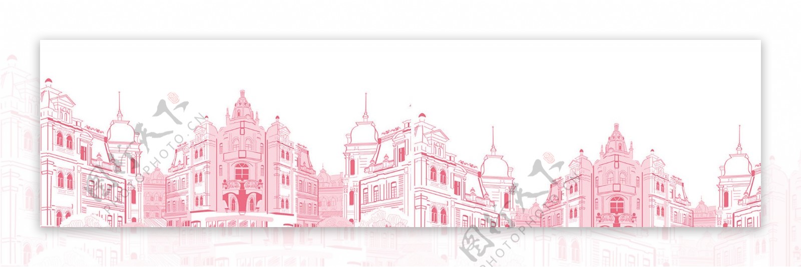 粉色城市建筑背景图