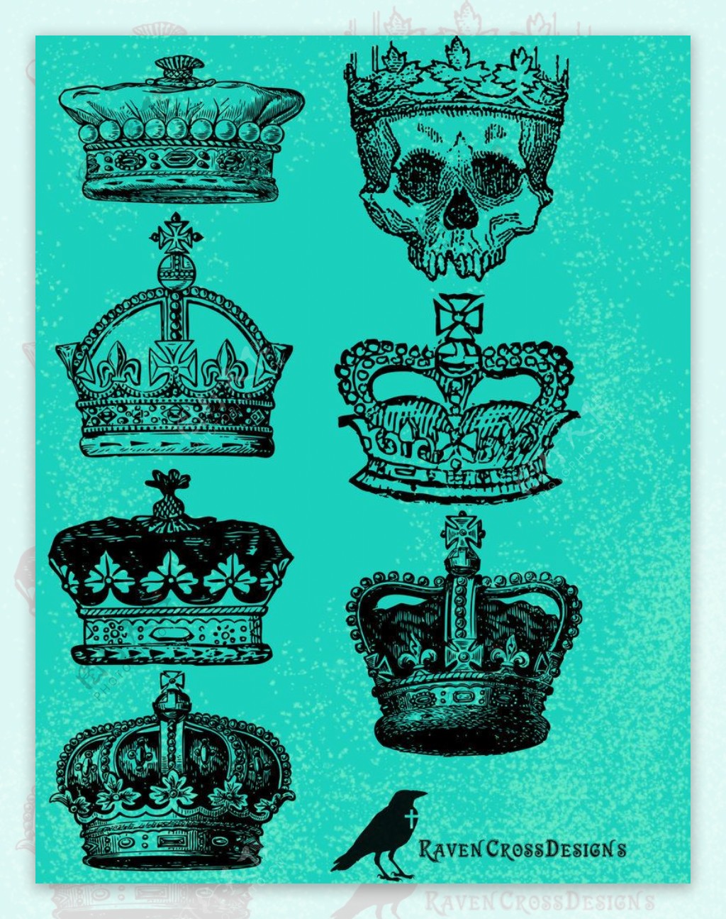 骷髅头王冠皇冠教皇皇冠国王王冠photoshop笔刷素材下载
