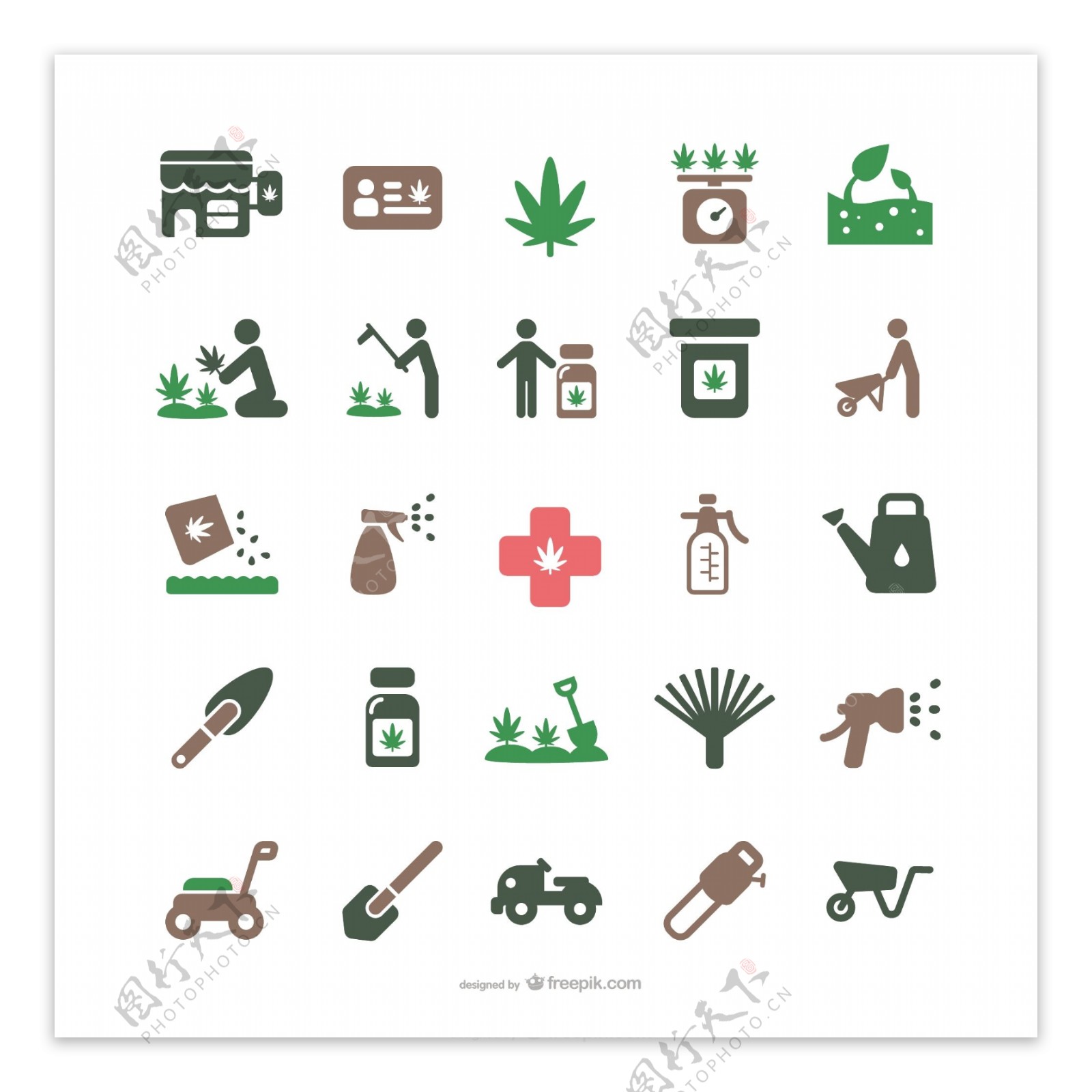 药用大麻和园艺图标