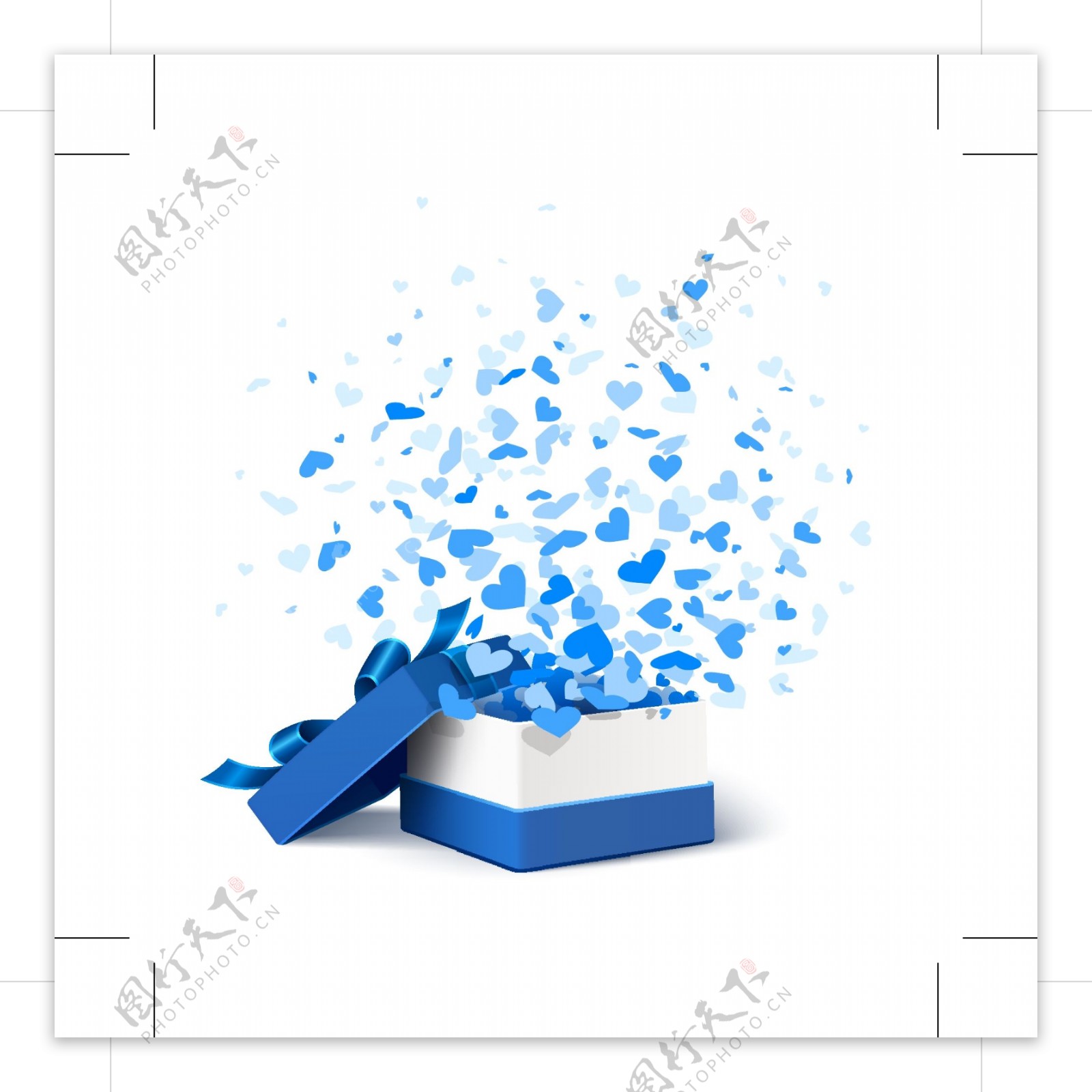 蓝色礼盒爱心矢量素材