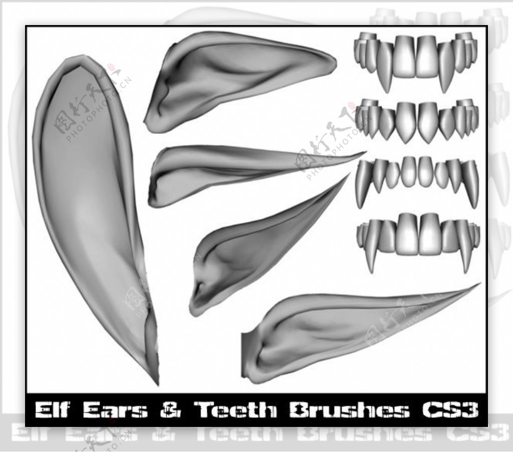 精灵耳朵牙齿Photoshop笔刷素材