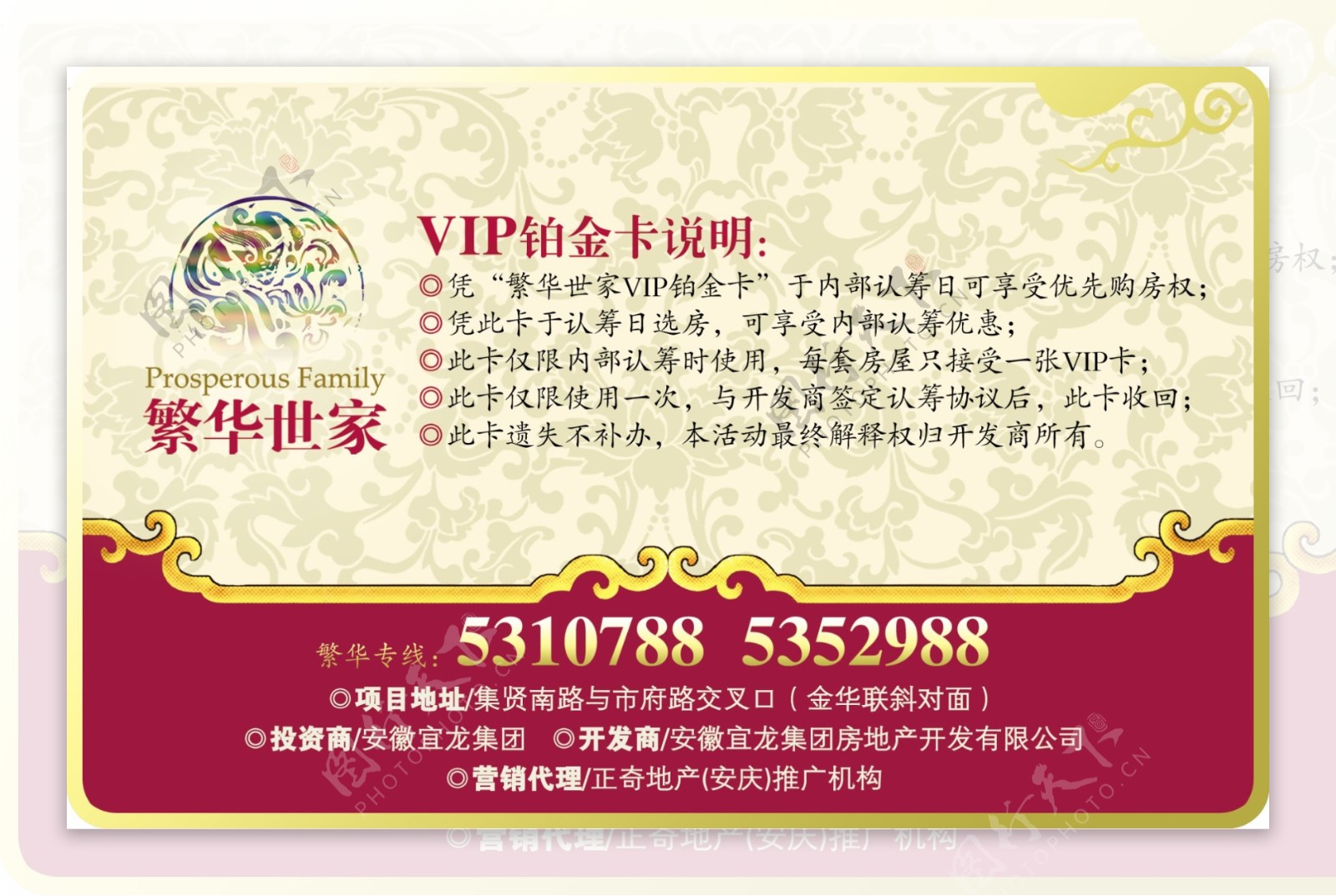 繁华世家VIP铂金卡背面VI设计宣传画册分层PSD