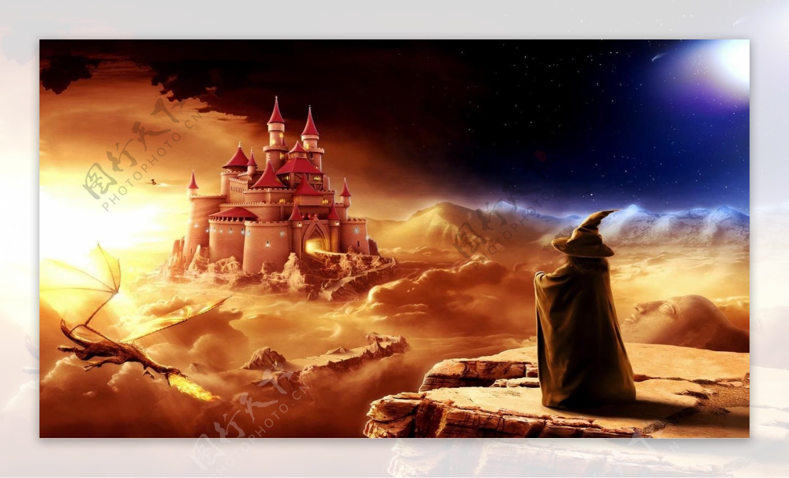 童话梦幻城堡巫师魔法天空图片
