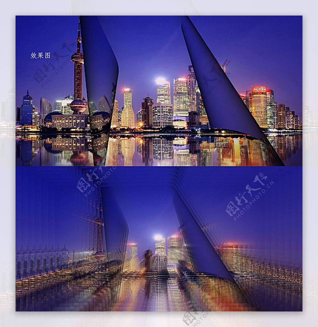 上海东方明珠夜景模糊特效动态