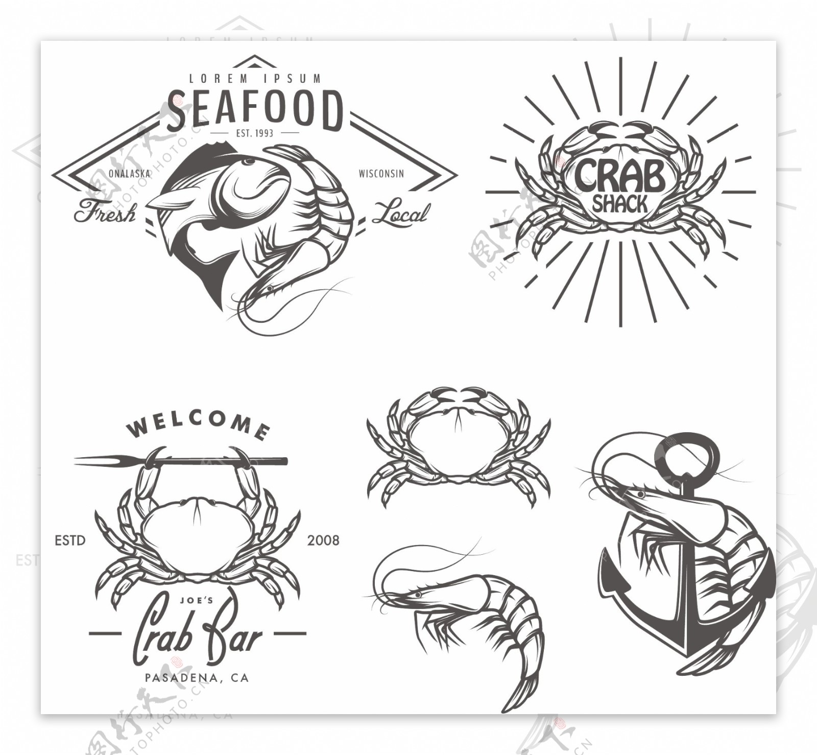 螃蟹海虾大虾海鲜海产水产图片