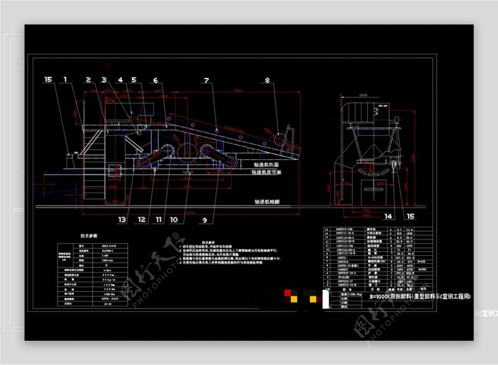重型卸料车CAD机械图纸