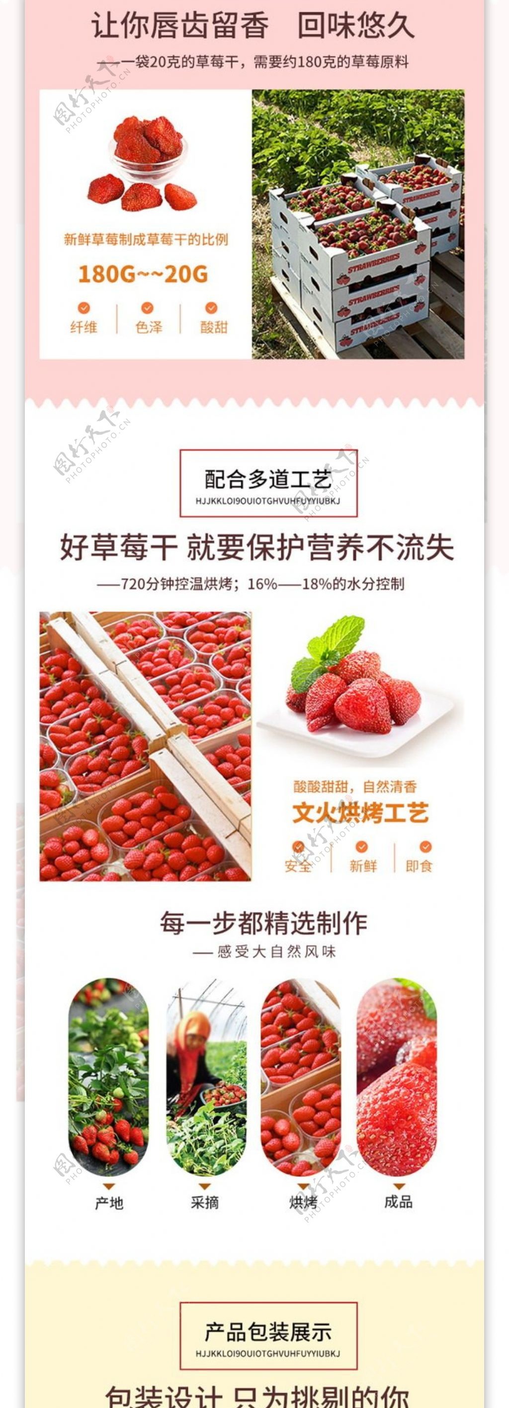 草莓干零食详情页PSD模板