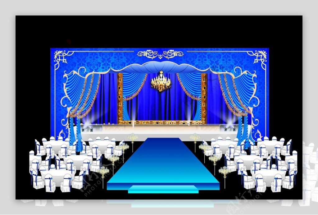 婚礼蓝色舞台图片