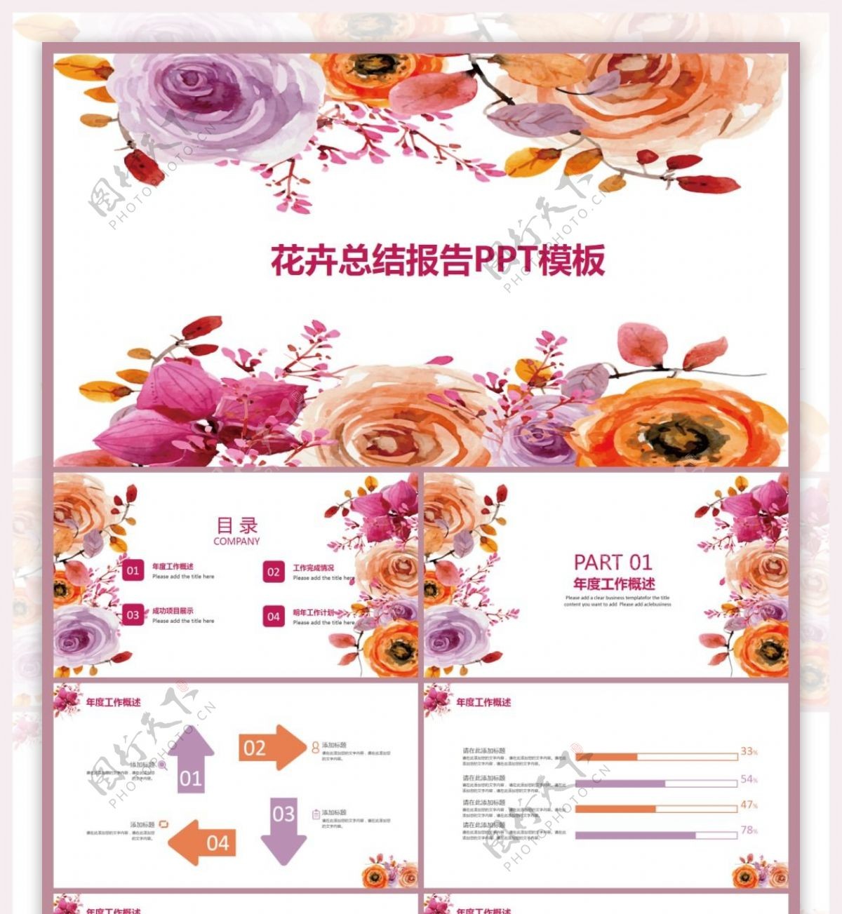 花卉总结报告PPT模板