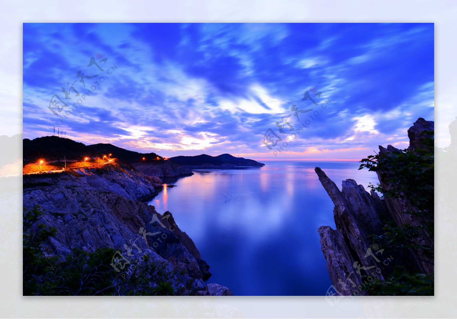 山东威海猫头山晚霞风景