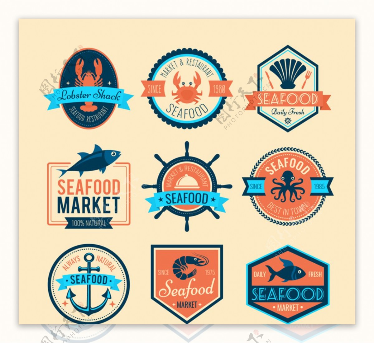 海鲜市场标签